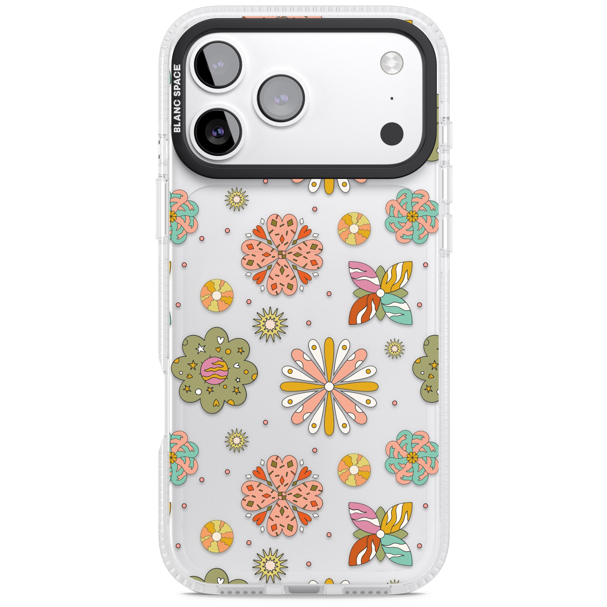 Boho Celestial Psychedelic Floral iPhone 17 Pro Max Impact Air Clear Phone Case