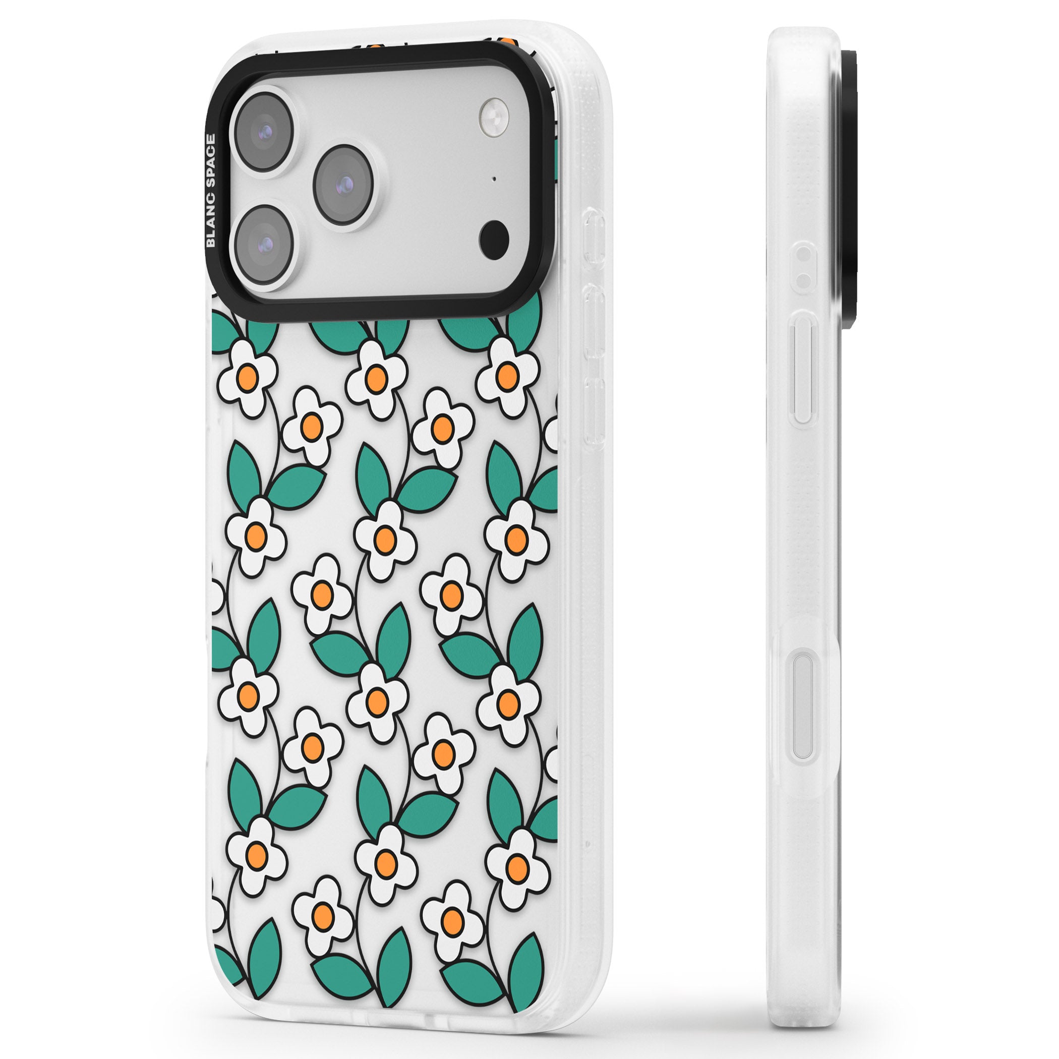 Spring Daisies iPhone 17 Pro Max Impact Air Clear Phone Case Side Profile