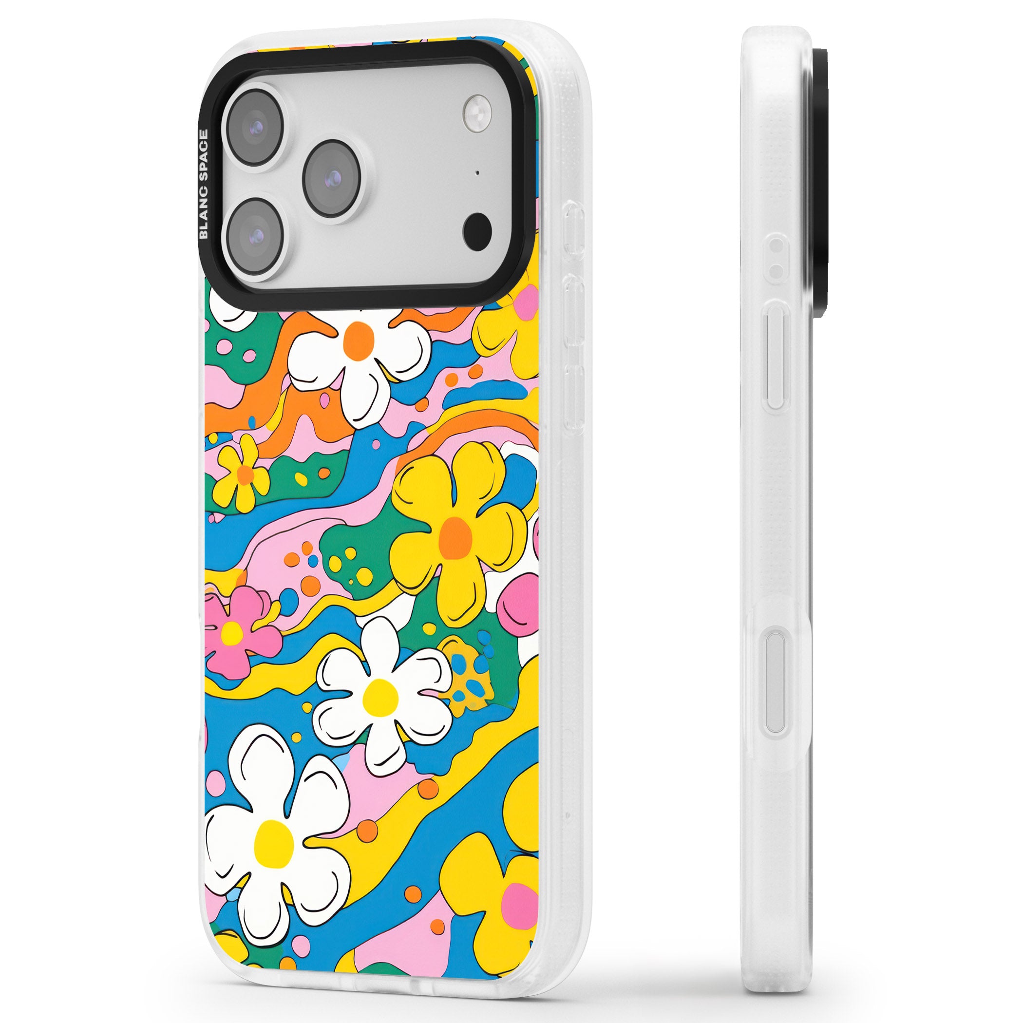 Vibrant Bloom iPhone 17 Pro Max Impact Air Clear Phone Case Side Profile