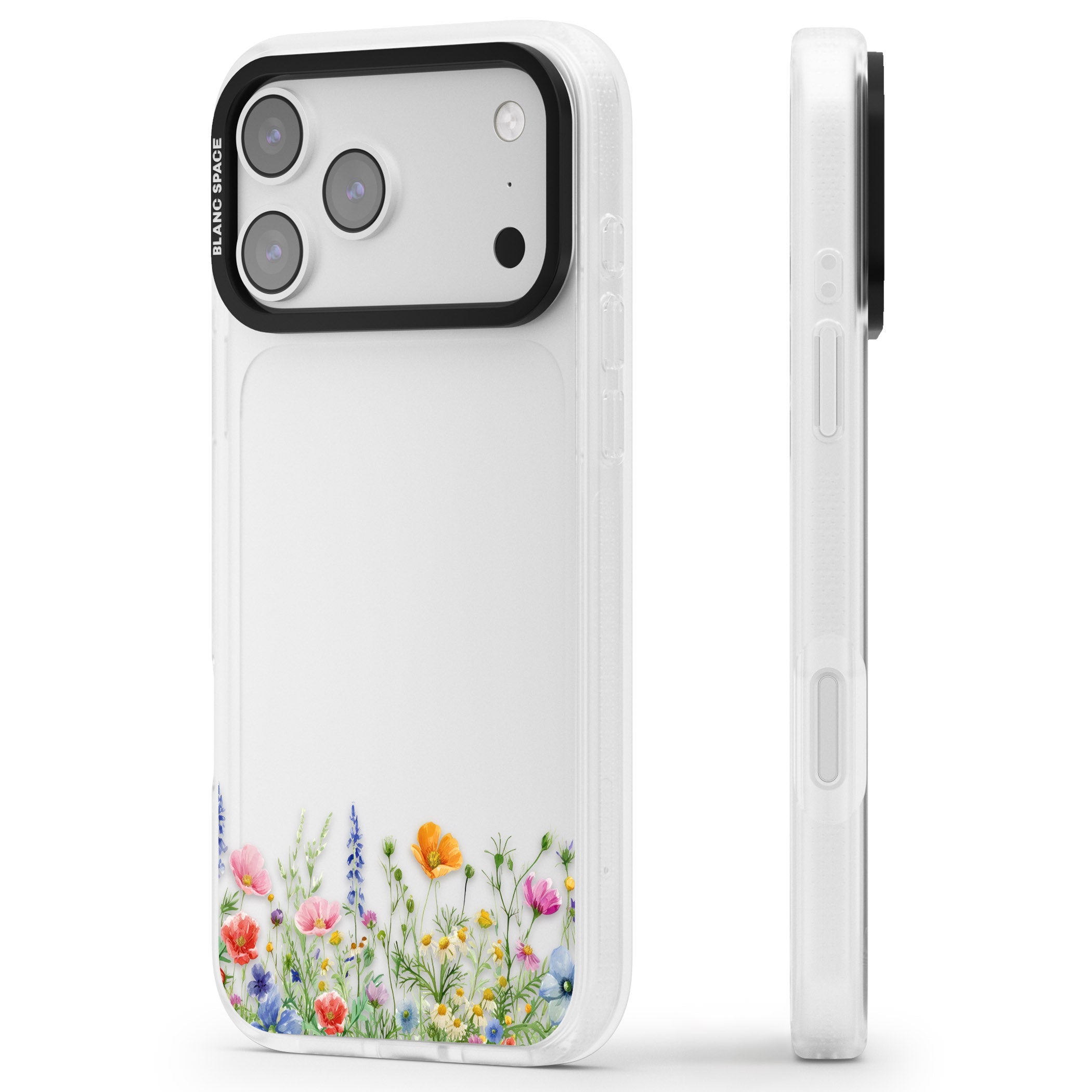 Minimal Wildflowers iPhone 17 Pro Max Impact Air Clear Phone Case Side Profile