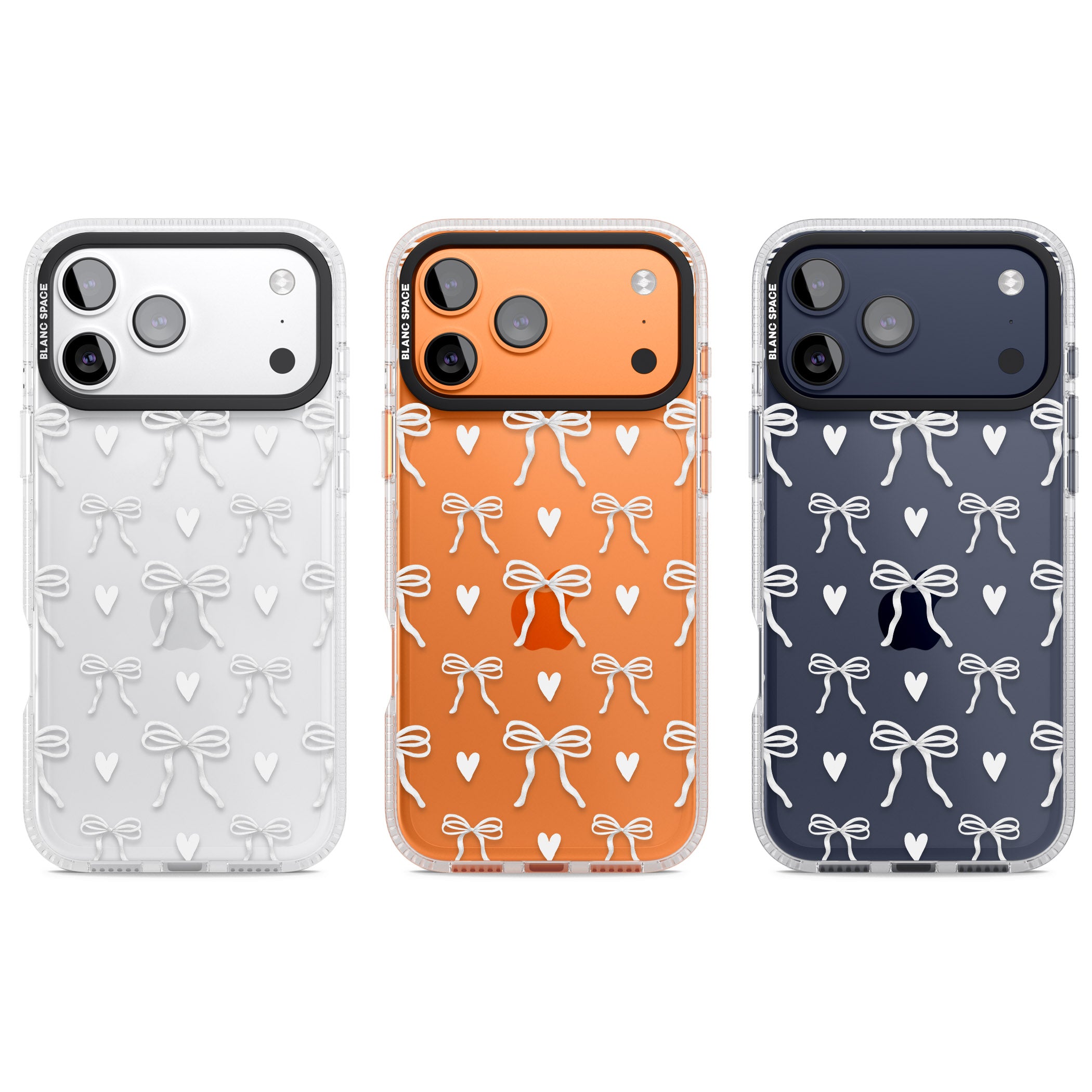 White Bows & Hearts iPhone 17 Pro Impact Air Clear Phone Case APT Impact Protection
