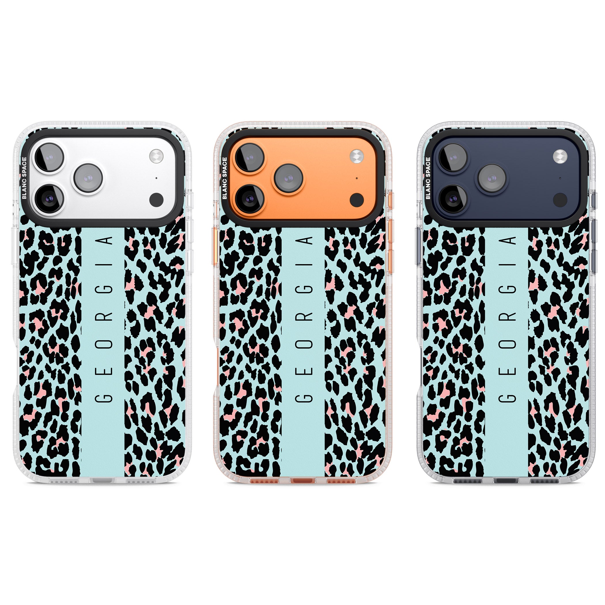 Personalised Blue Leopard iPhone 17 Pro Impact Air Clear Phone Case APT Impact Protection