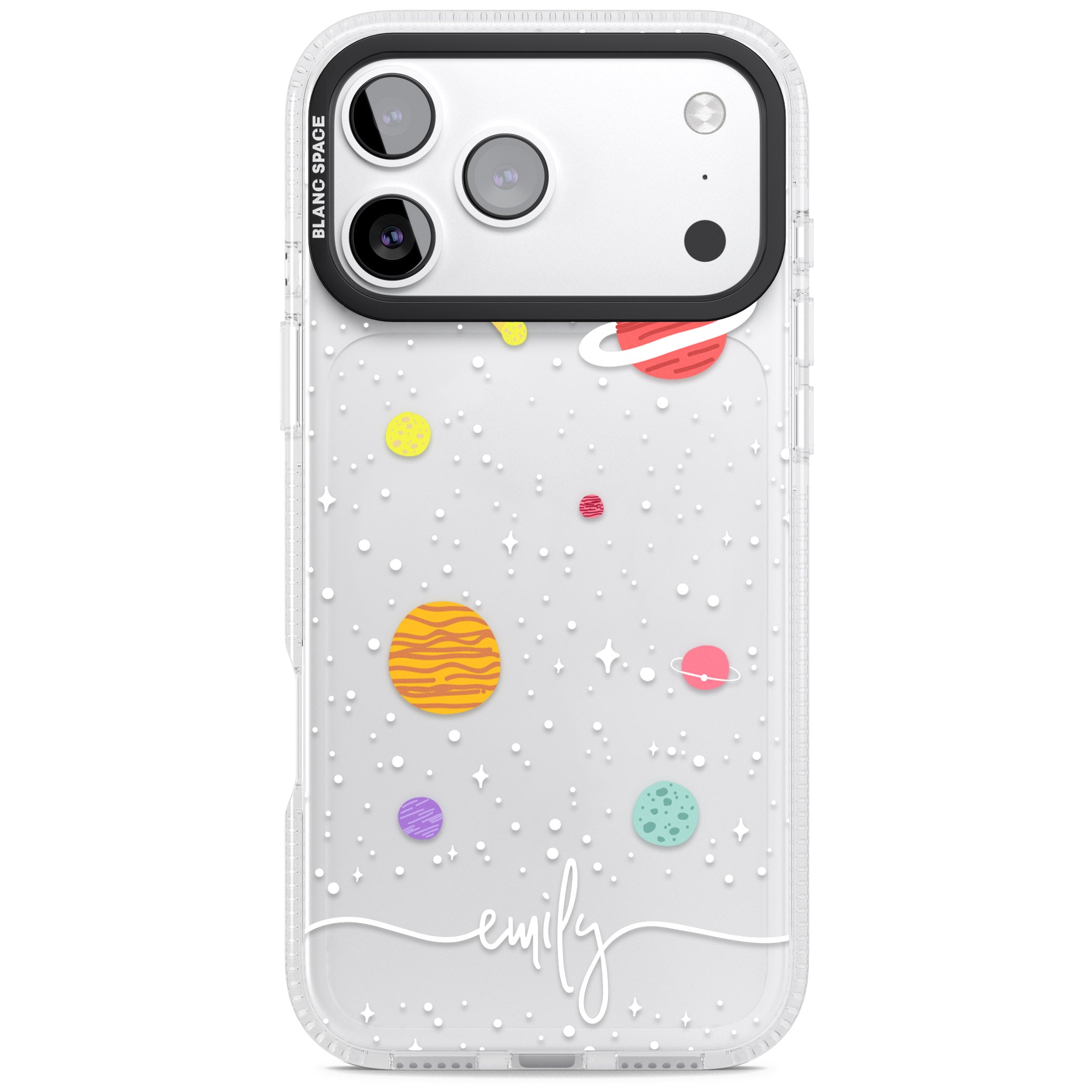 Personalised Cute Cartoon Planet (Clear) iPhone 17 Pro Impact Air Clear Phone Case