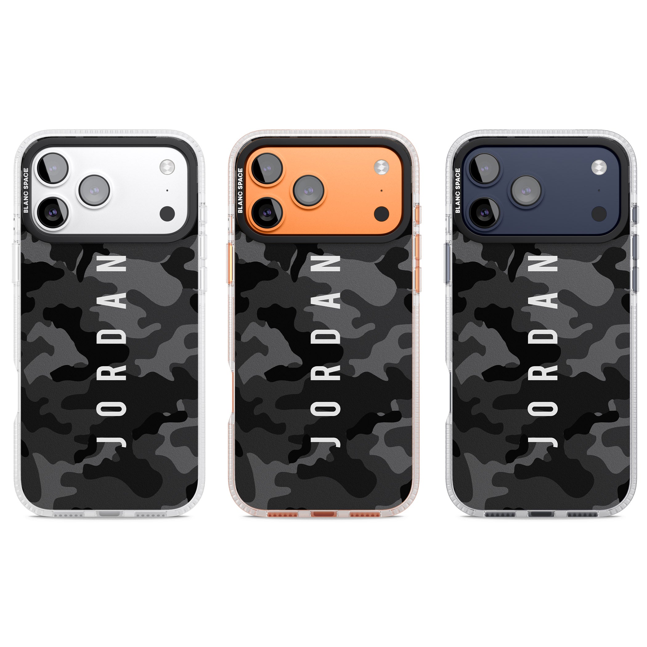 Personalised Black Camouflage Name iPhone 17 Pro Impact Air Clear Phone Case APT Impact Protection