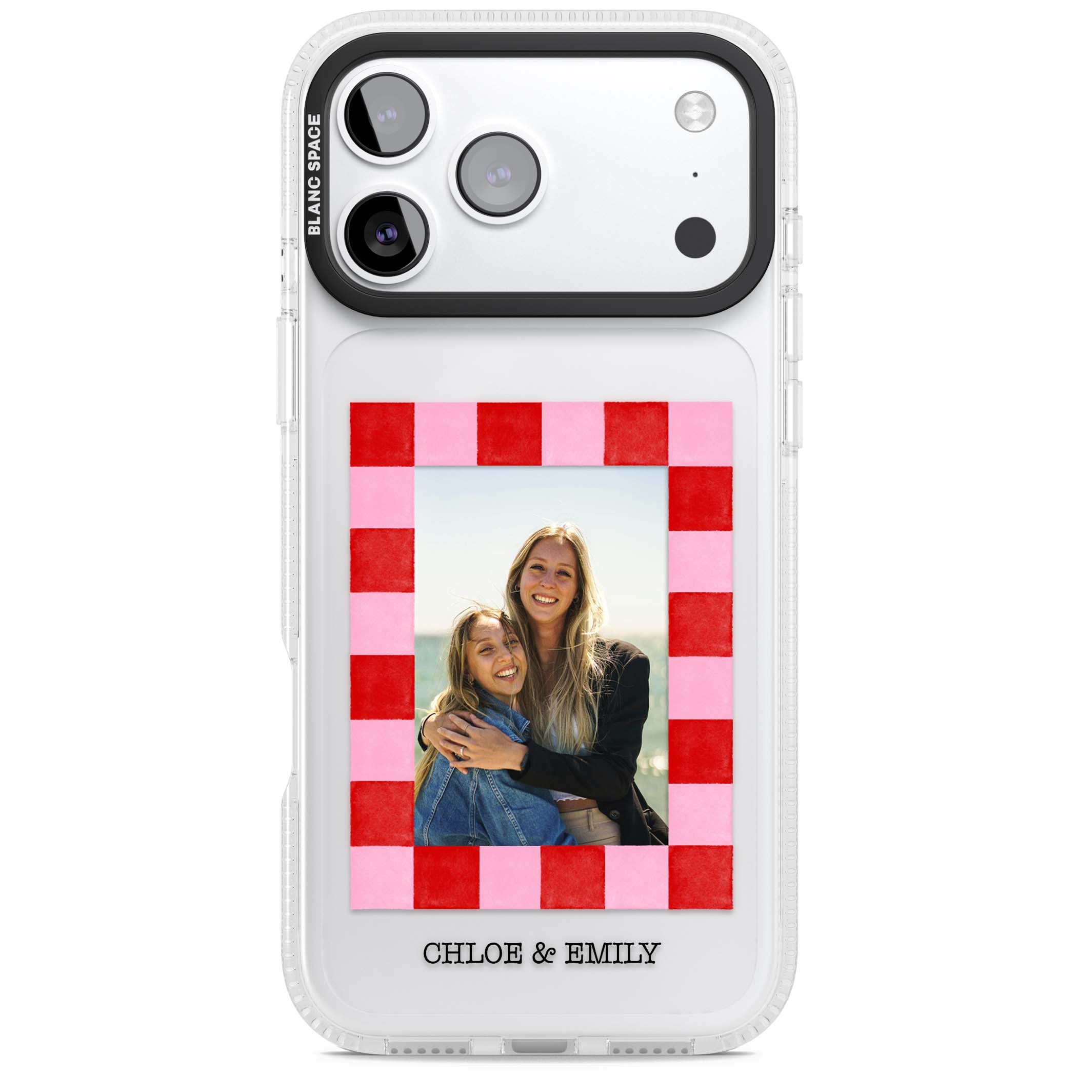 Bubblegum Check Photo for her iPhone case | Clear Case Impact Air case for iPhone 17 Pro, iPhone 17 Pro Max