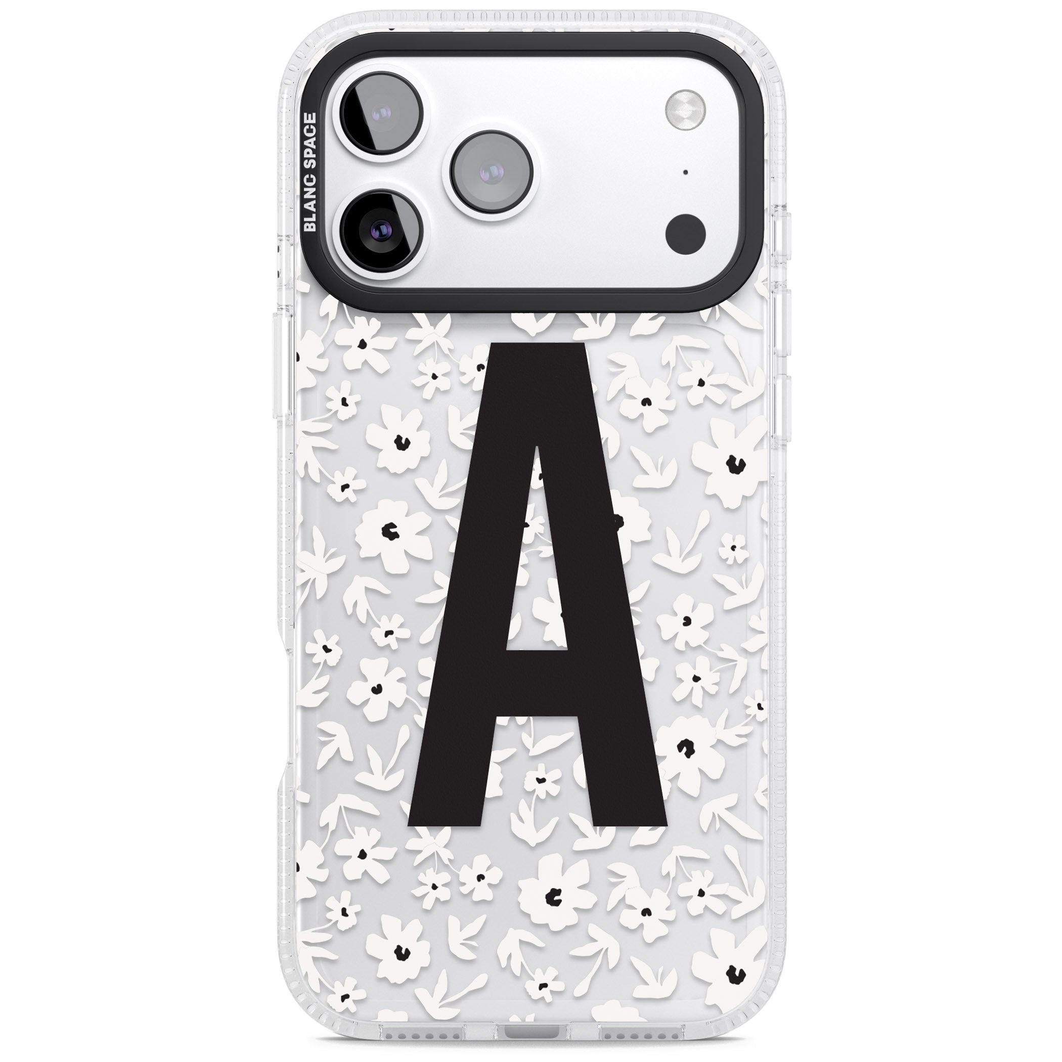 Personalised Bold Initial Floral iPhone 17 Pro Impact Air Clear Phone Case