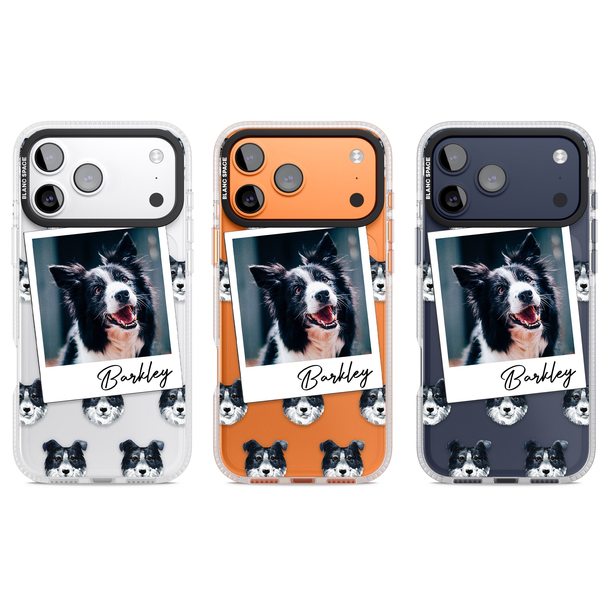 Personalised Border Collie Instant Camera Photo iPhone 17 Pro Impact Air Clear Phone Case APT Impact Protection