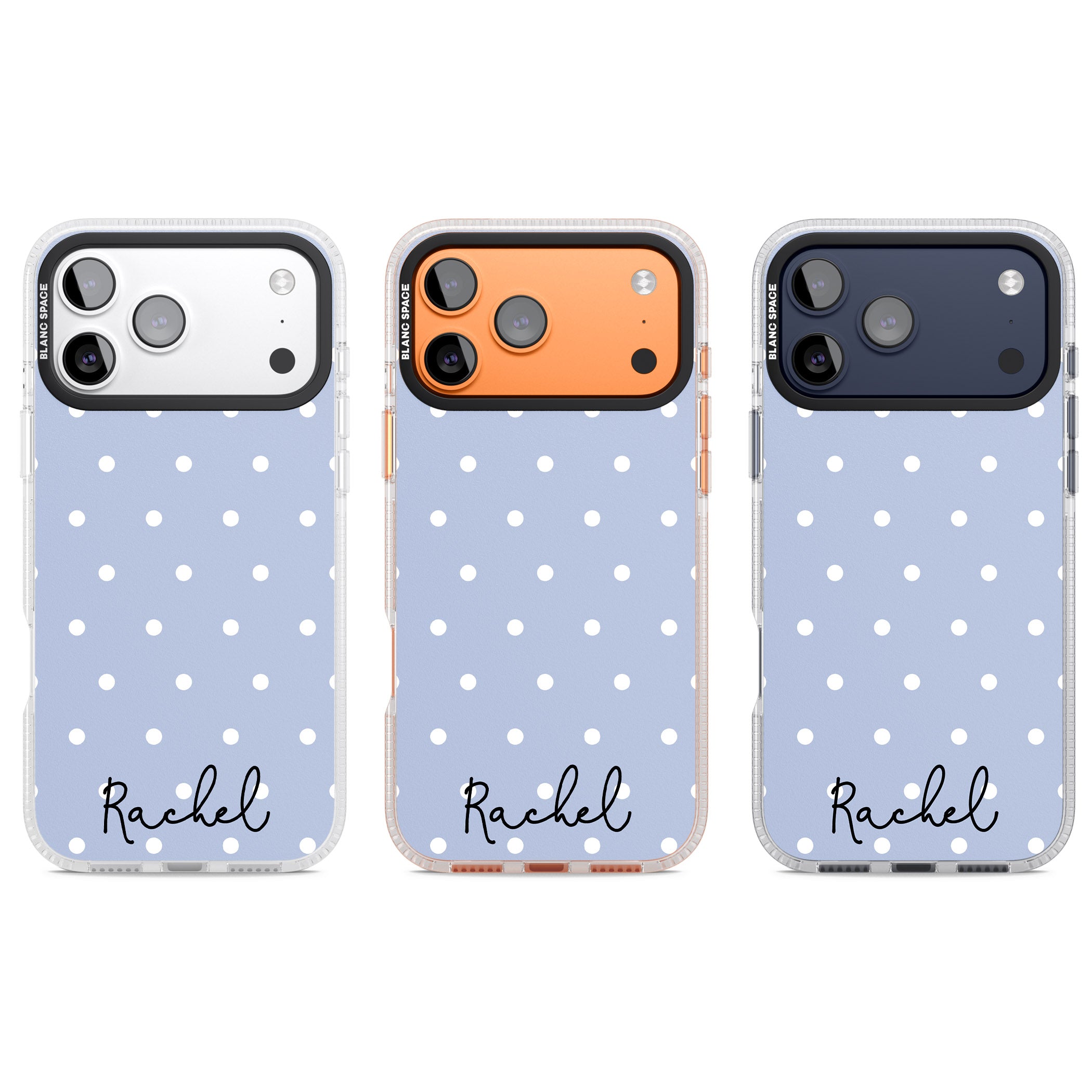 Personalised Simple Light Blue Dots iPhone 17 Pro Impact Air Clear Phone Case APT Impact Protection
