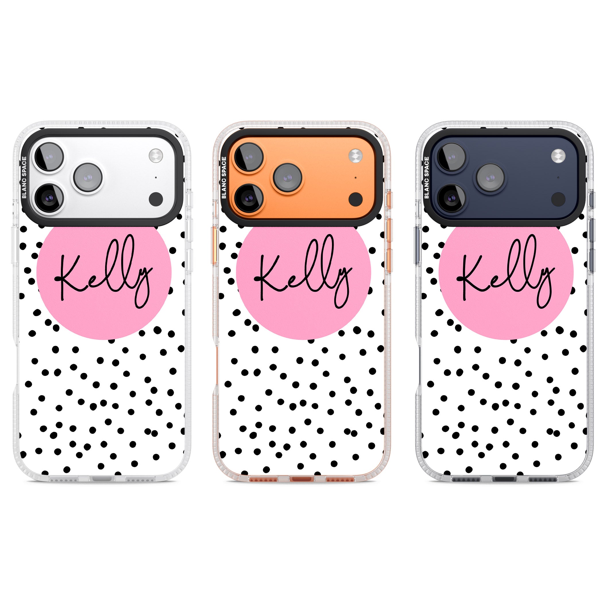 Personalised Pink Circle & Dots iPhone 17 Pro Impact Air Clear Phone Case APT Impact Protection