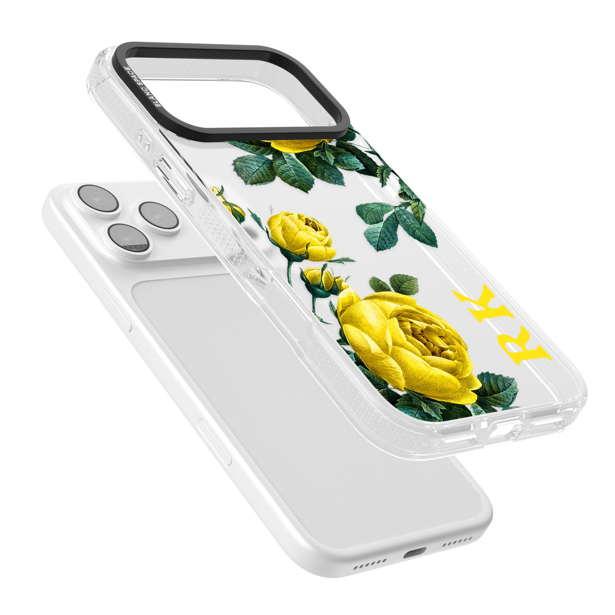 Personalised Vintage Floral Yellow Roses iPhone 17 Pro Impact Air Clear Phone Case Colours