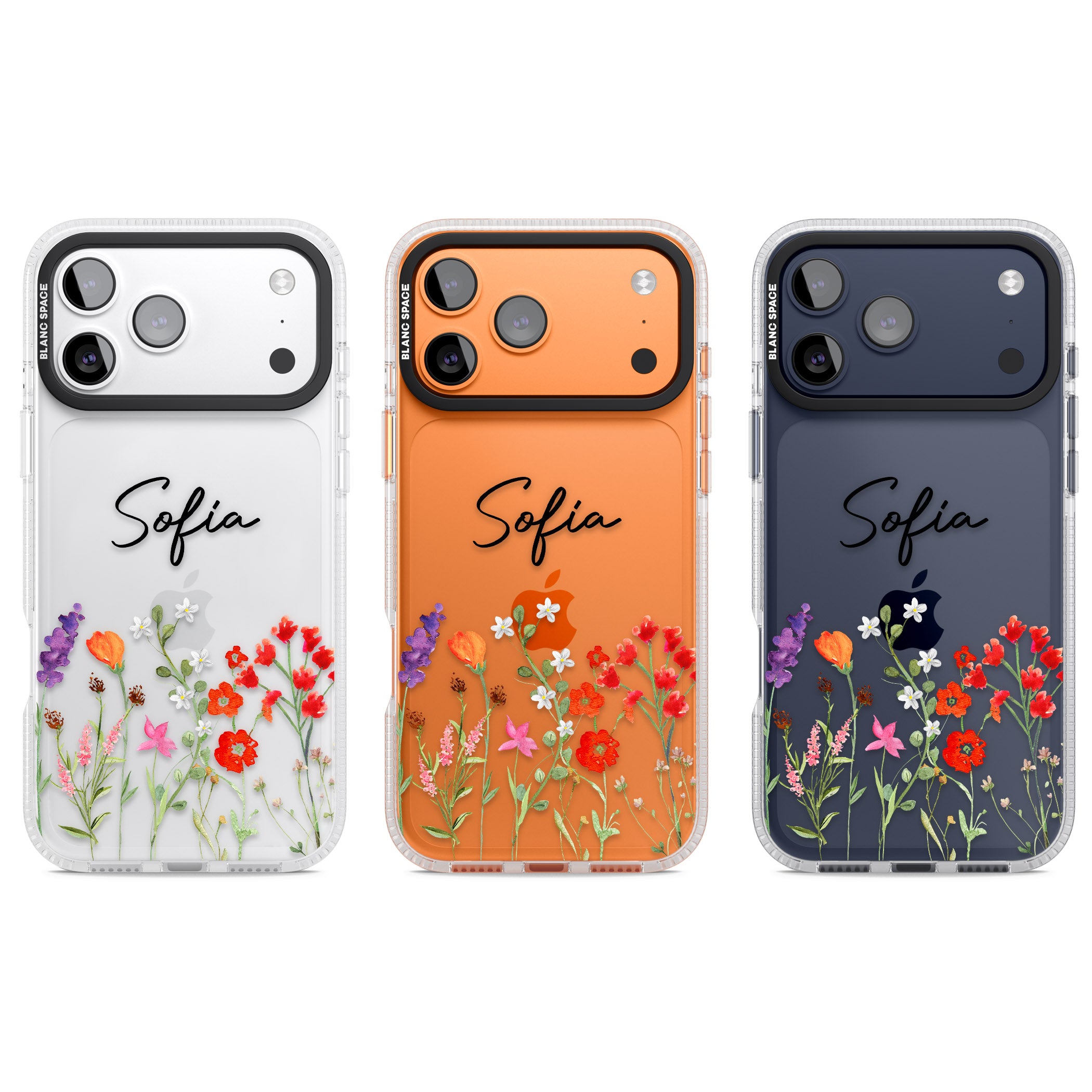 Personalised Spring Wildflowers iPhone 17 Pro Impact Air Clear Phone Case APT Impact Protection