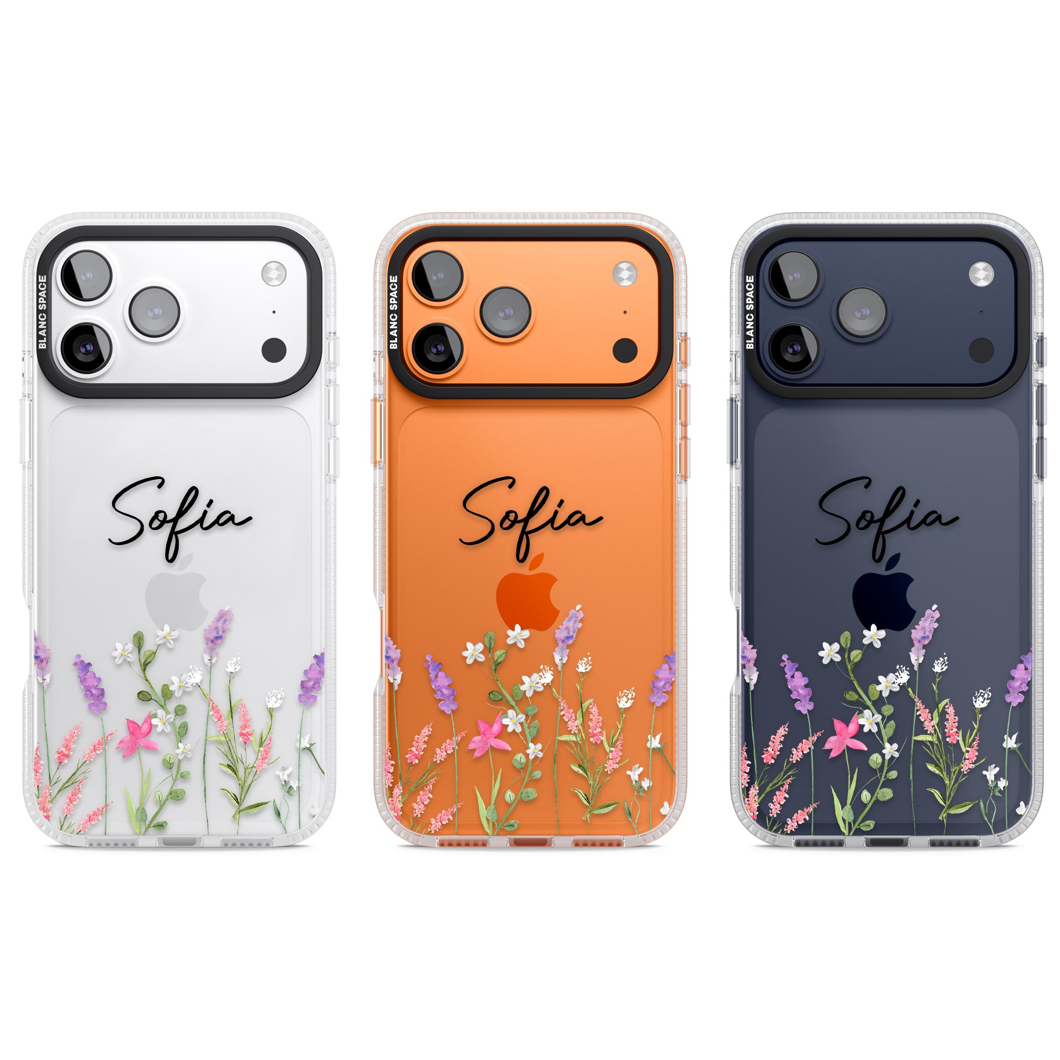 Personalised Lavender Wildflowers iPhone 17 Pro Impact Air Clear Phone Case APT Impact Protection