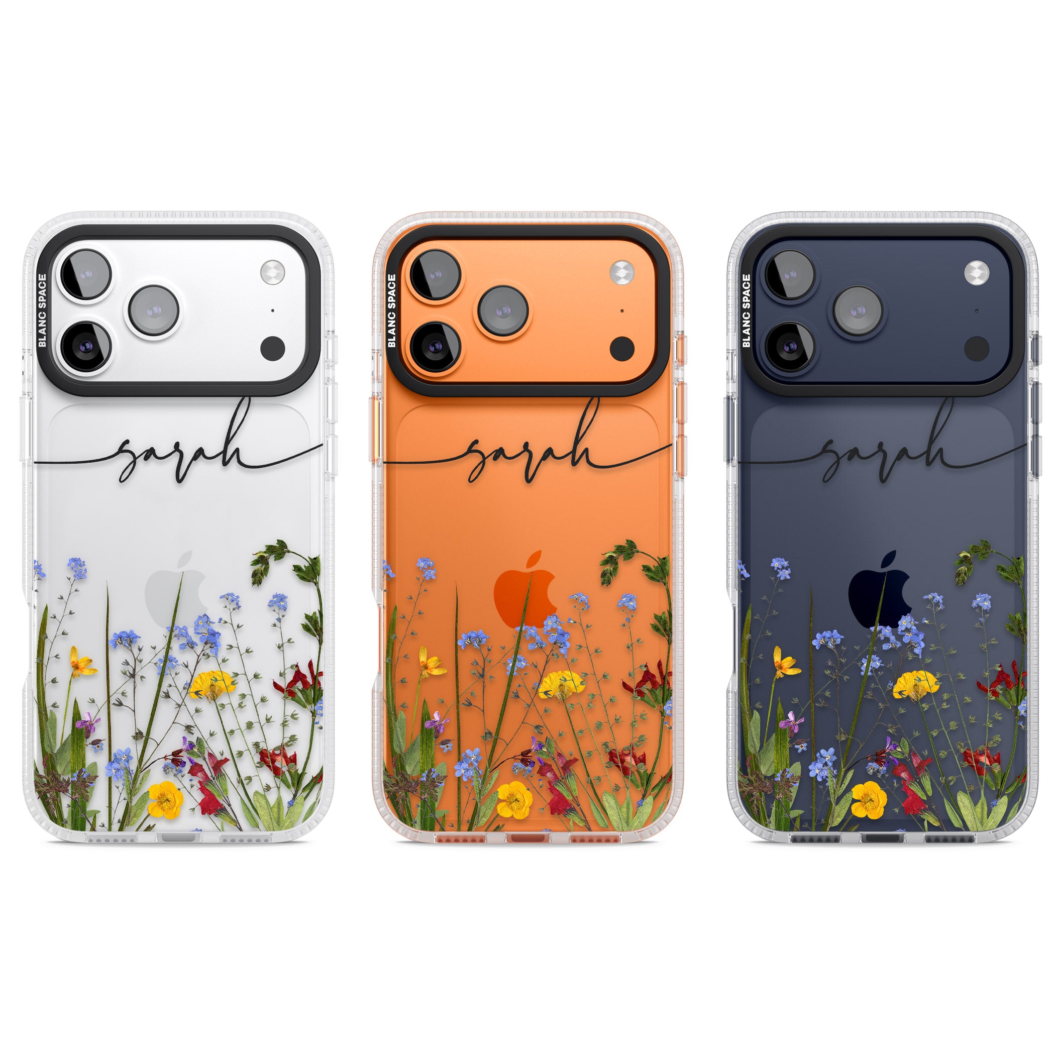 Personalised Wildflower Floral iPhone 17 Pro Impact Air Clear Phone Case APT Impact Protection