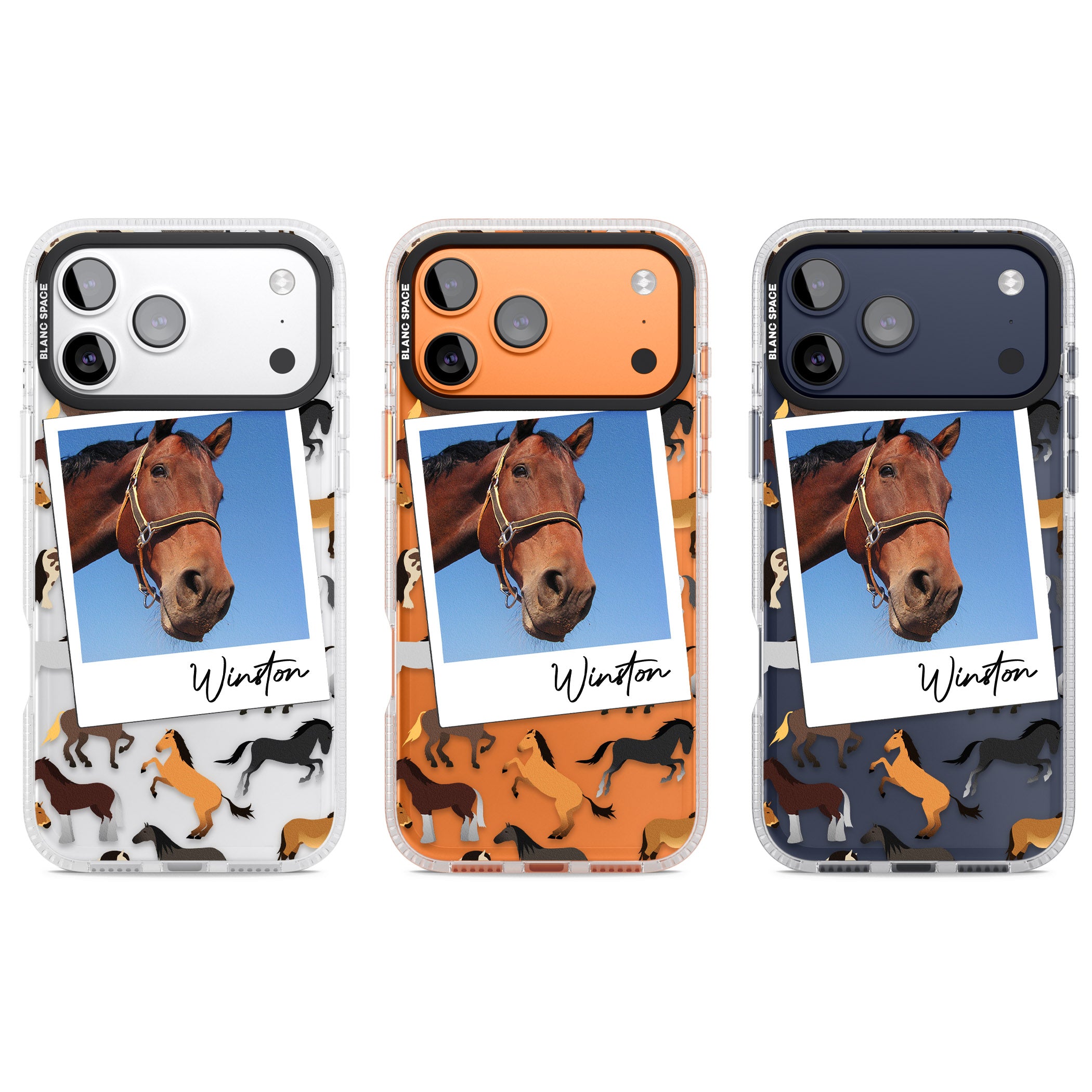 Personalised Horse Polaroid iPhone 17 Pro Impact Air Clear Phone Case APT Impact Protection