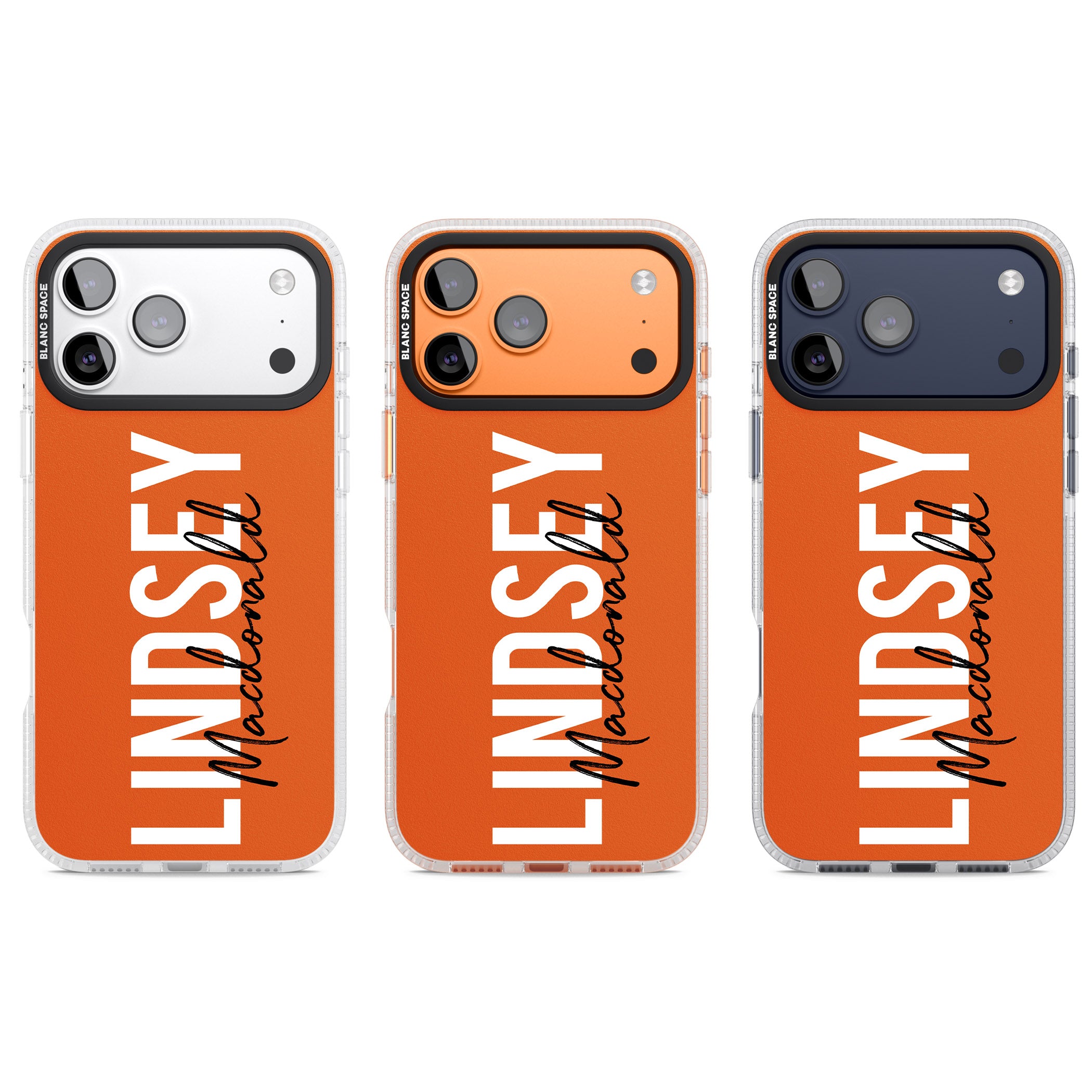 Personalised Bold Name: Orange iPhone 17 Pro Impact Air Clear Phone Case APT Impact Protection