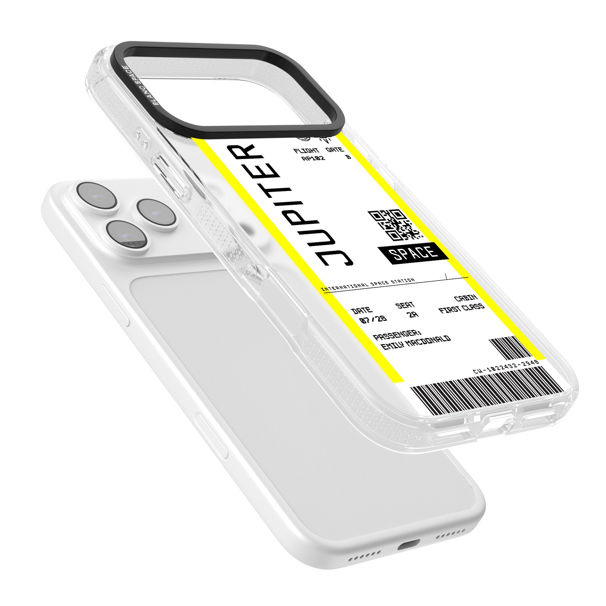 Personalised Jupiter Travel Ticket iPhone 17 Pro Impact Air Clear Phone Case Colours