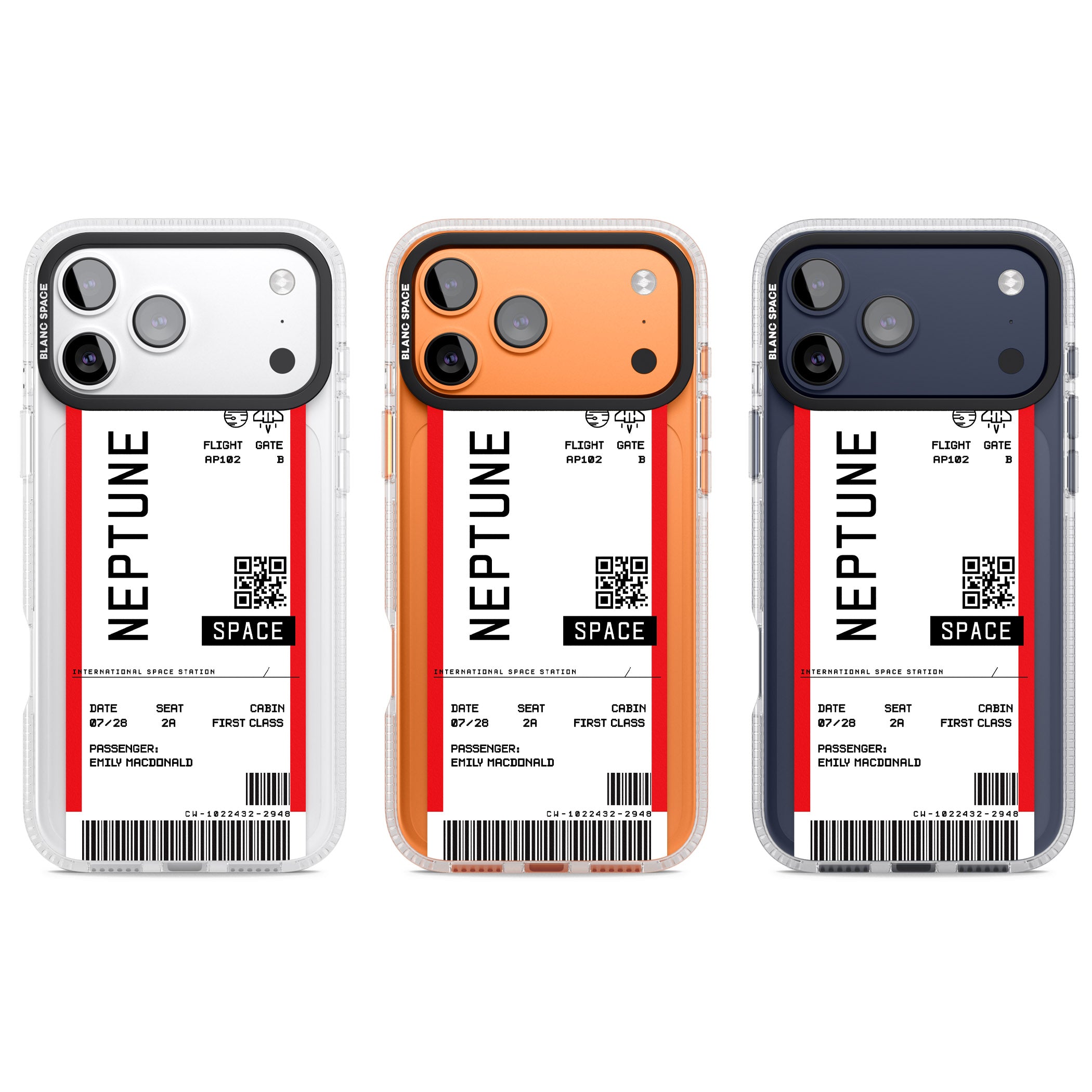 Personalised Neptune Travel Ticket iPhone 17 Pro Impact Air Clear Phone Case APT Impact Protection