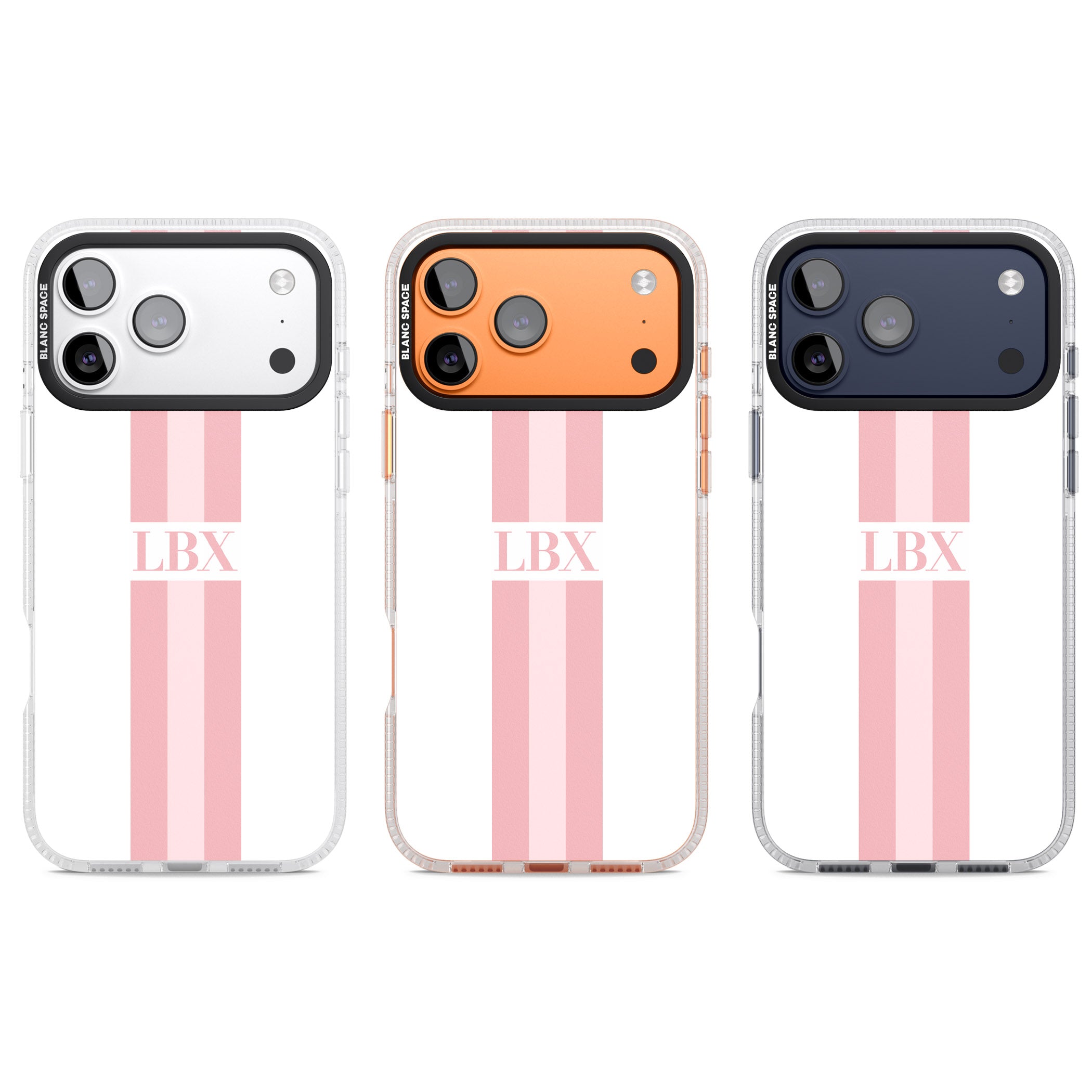 Personalised Minimal Pink Stripe iPhone 17 Pro Impact Air Clear Phone Case APT Impact Protection