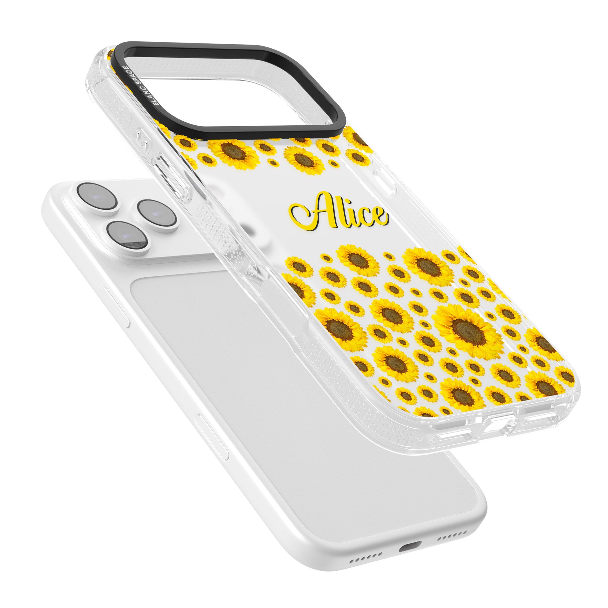 Personalised Sunflowers iPhone 17 Pro Max Impact Air Clear Phone Case Colours