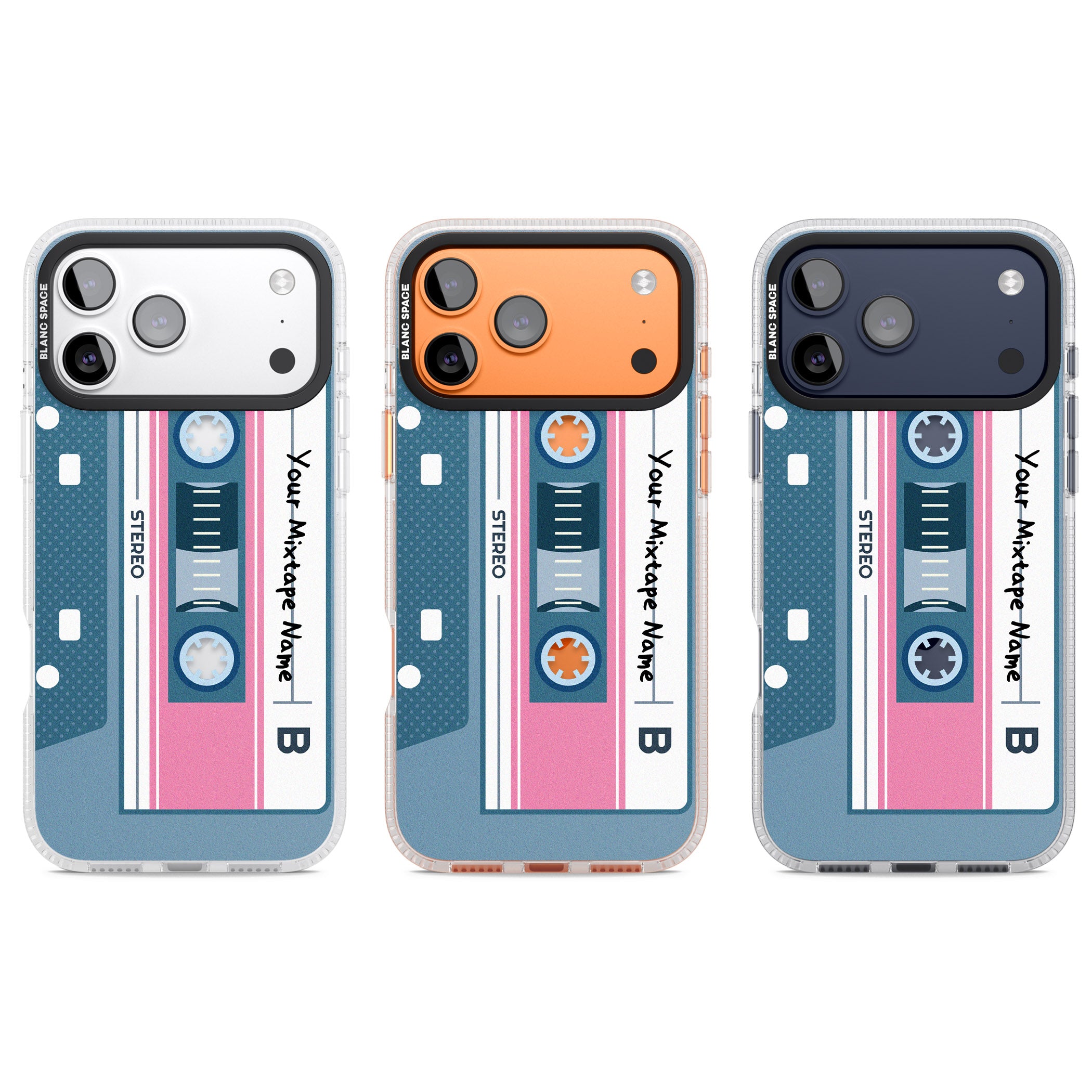 Personalised Retro Cassette Mixtape iPhone 17 Pro Impact Air Clear Phone Case APT Impact Protection