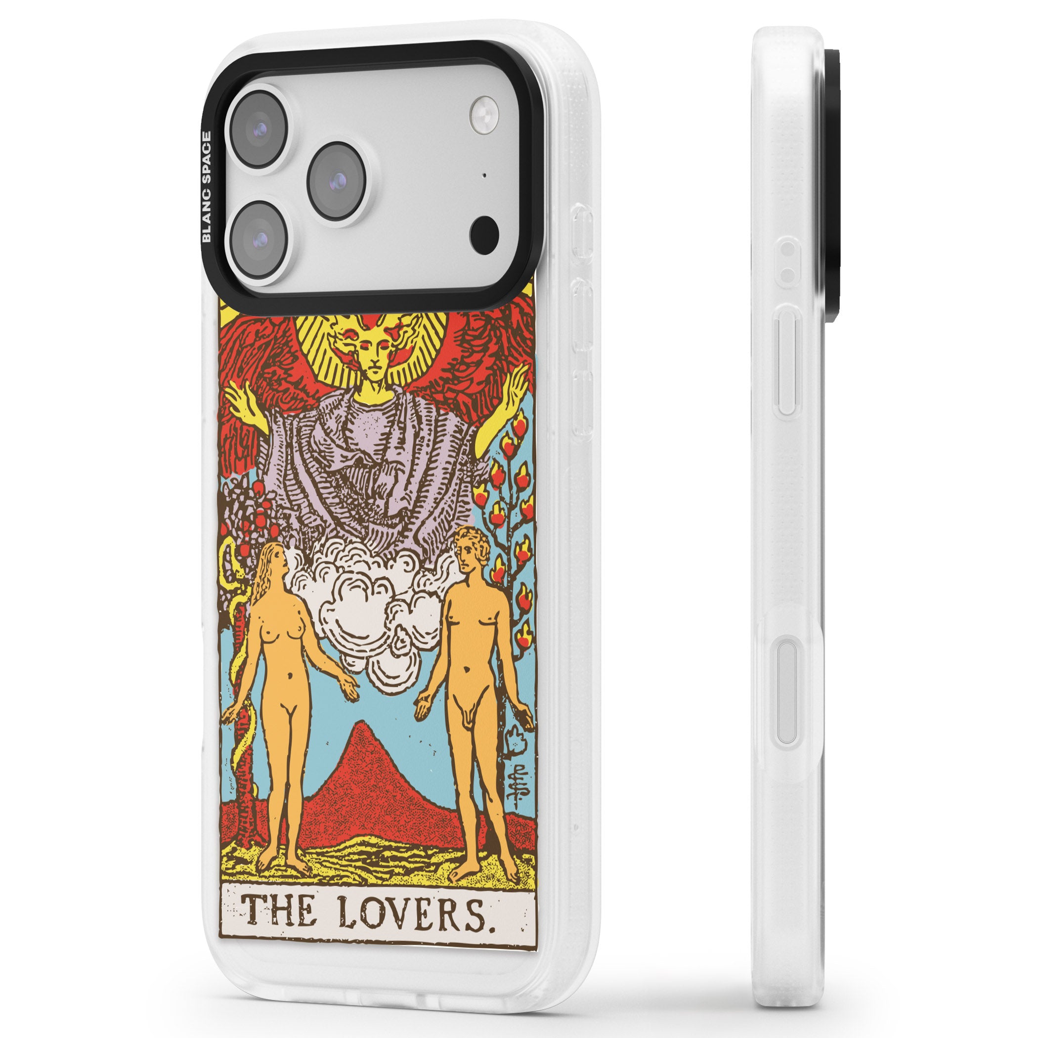 Personalised The Lovers Tarot Card (Color) iPhone 17 Pro Impact Air Clear Phone Case Side Profile