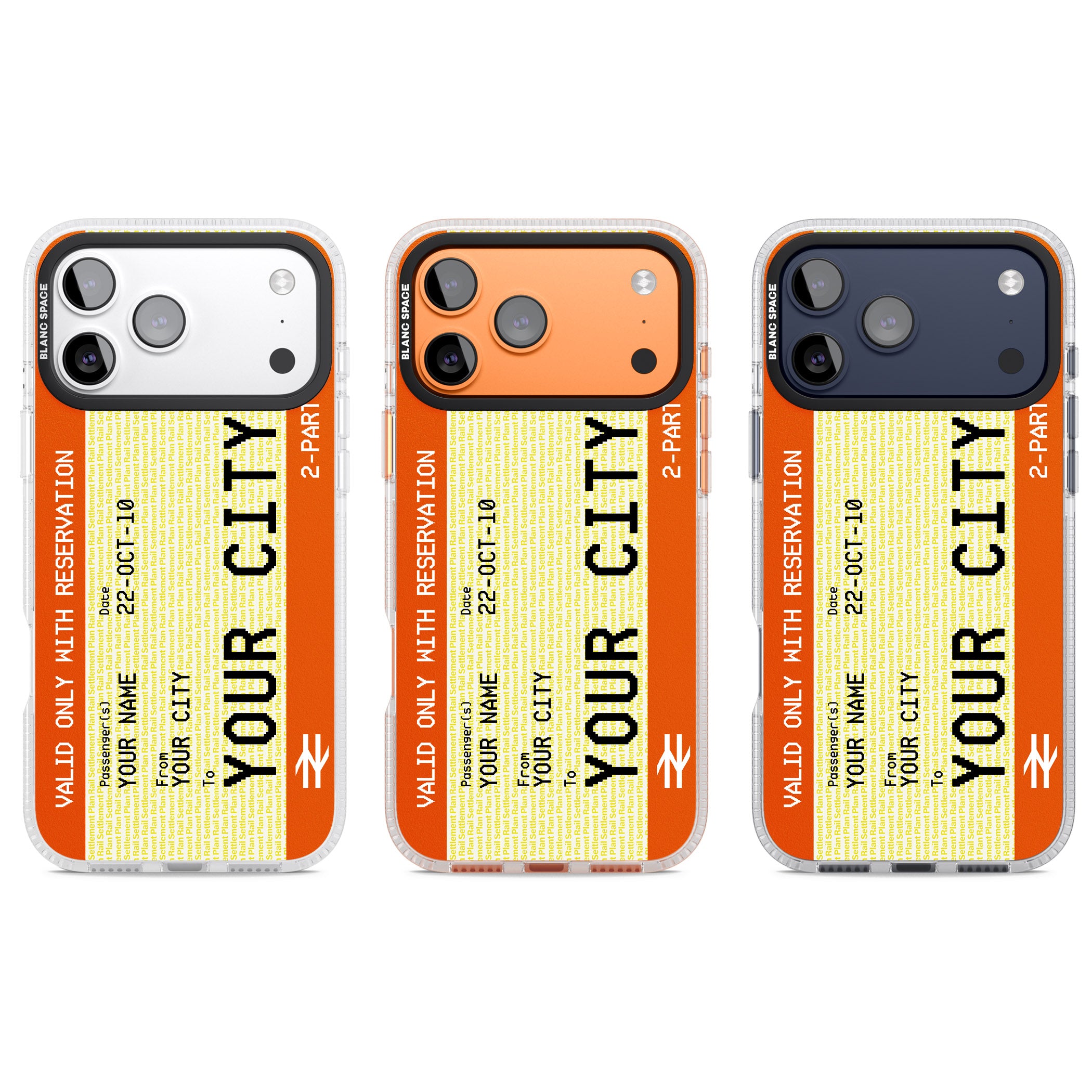 Personalised Create Your Own Train Ticket iPhone 17 Pro Impact Air Clear Phone Case APT Impact Protection