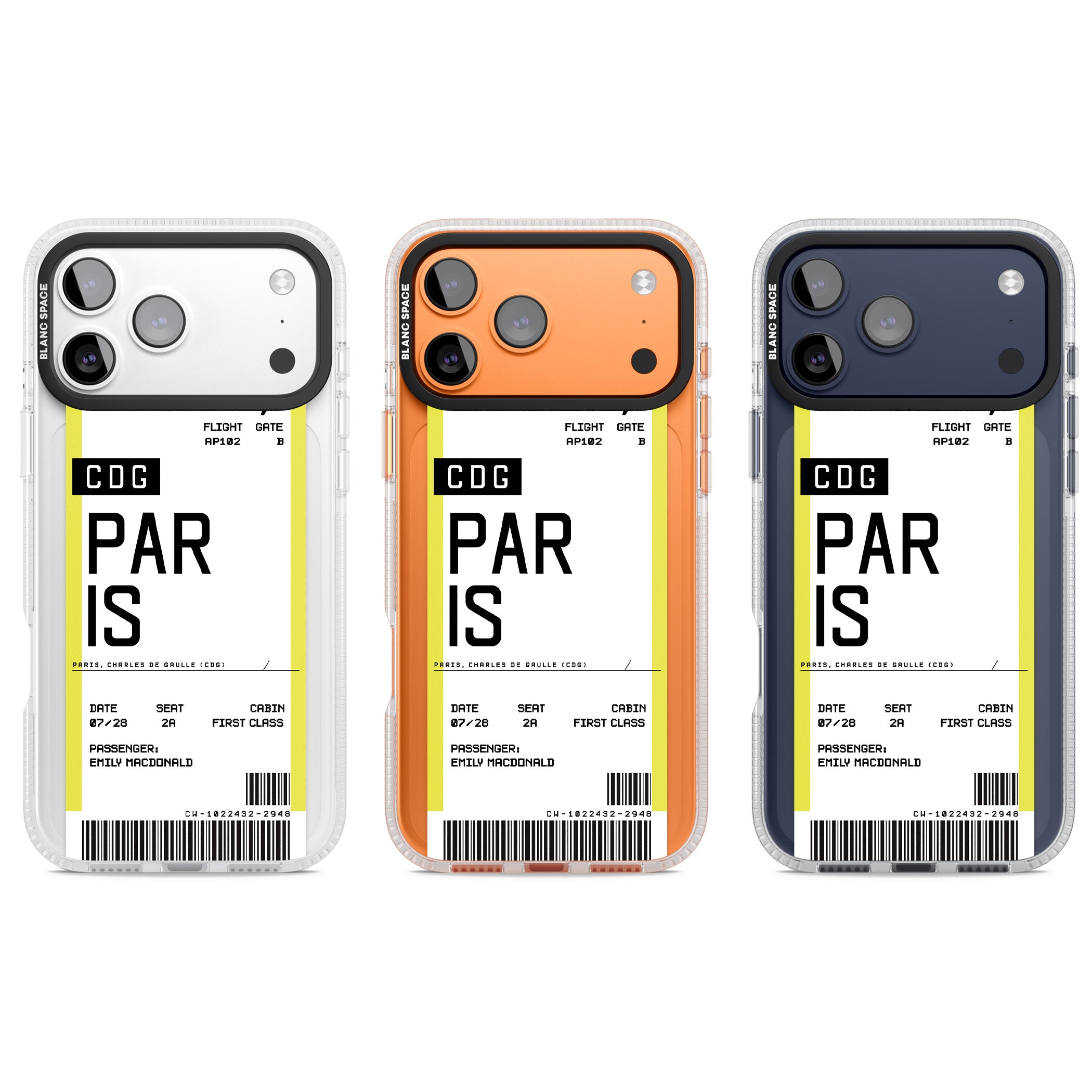 Personalised Paris Boarding Pass iPhone 17 Pro Impact Air Clear Phone Case APT Impact Protection