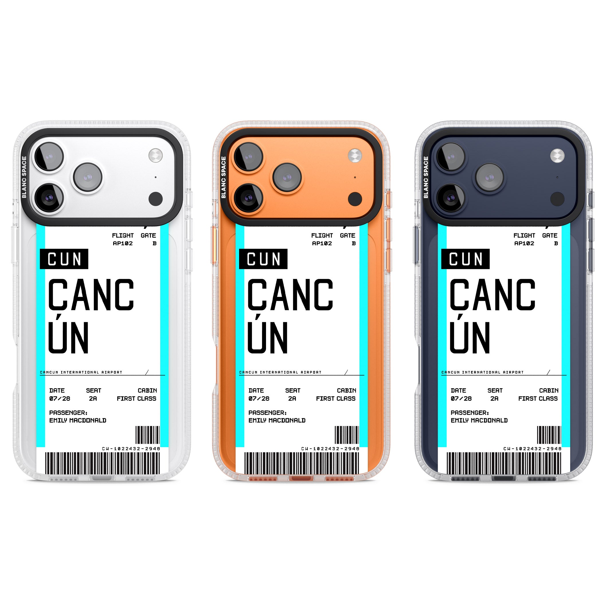 Personalised Cancún Boarding Pass iPhone 17 Pro Impact Air Clear Phone Case APT Impact Protection