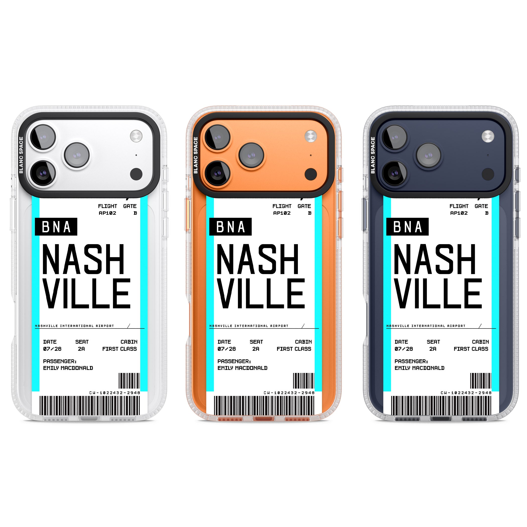 Personalised Nashville Boarding Pass iPhone 17 Pro Impact Air Clear Phone Case APT Impact Protection
