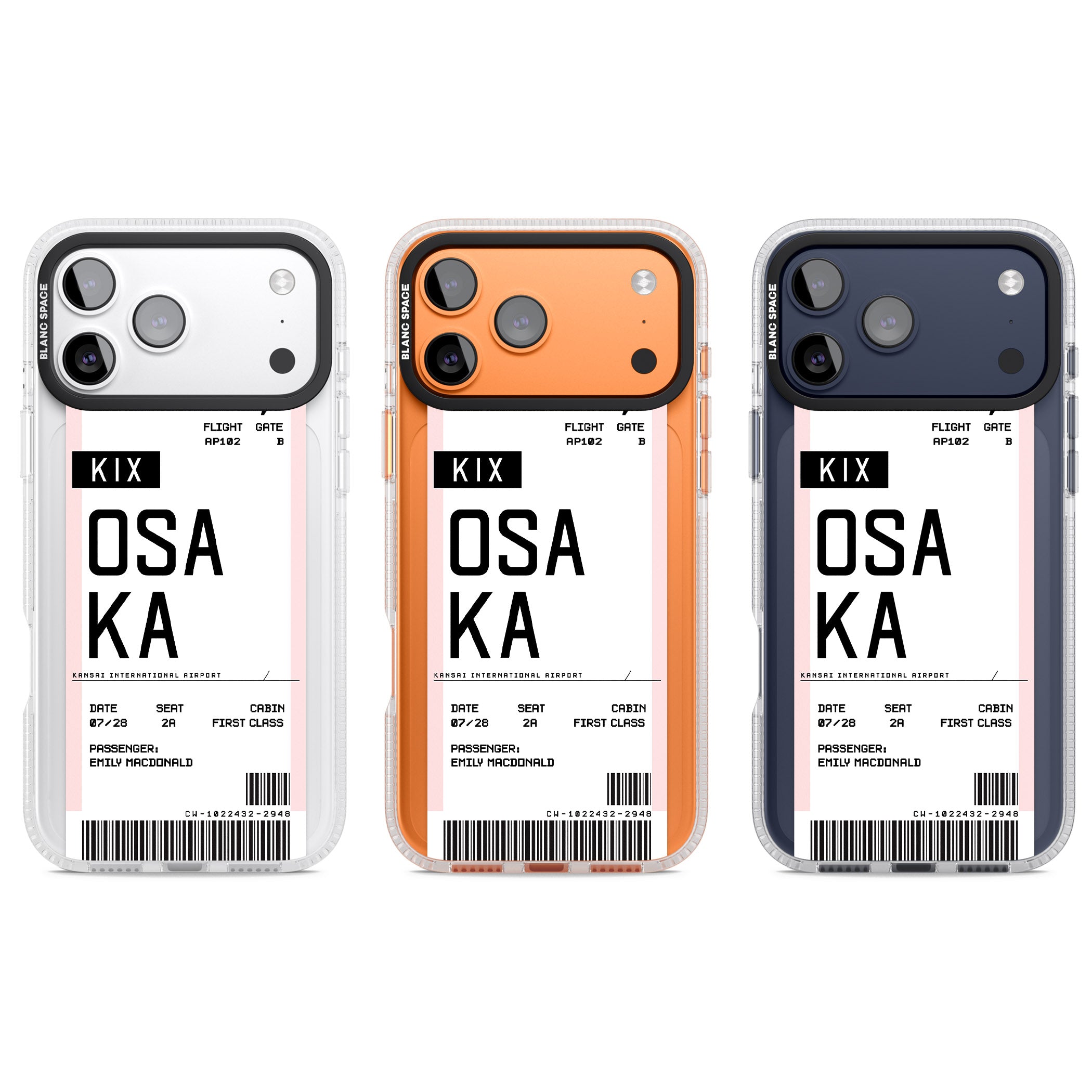 Personalised Osaka Boarding Pass iPhone 17 Pro Impact Air Clear Phone Case APT Impact Protection