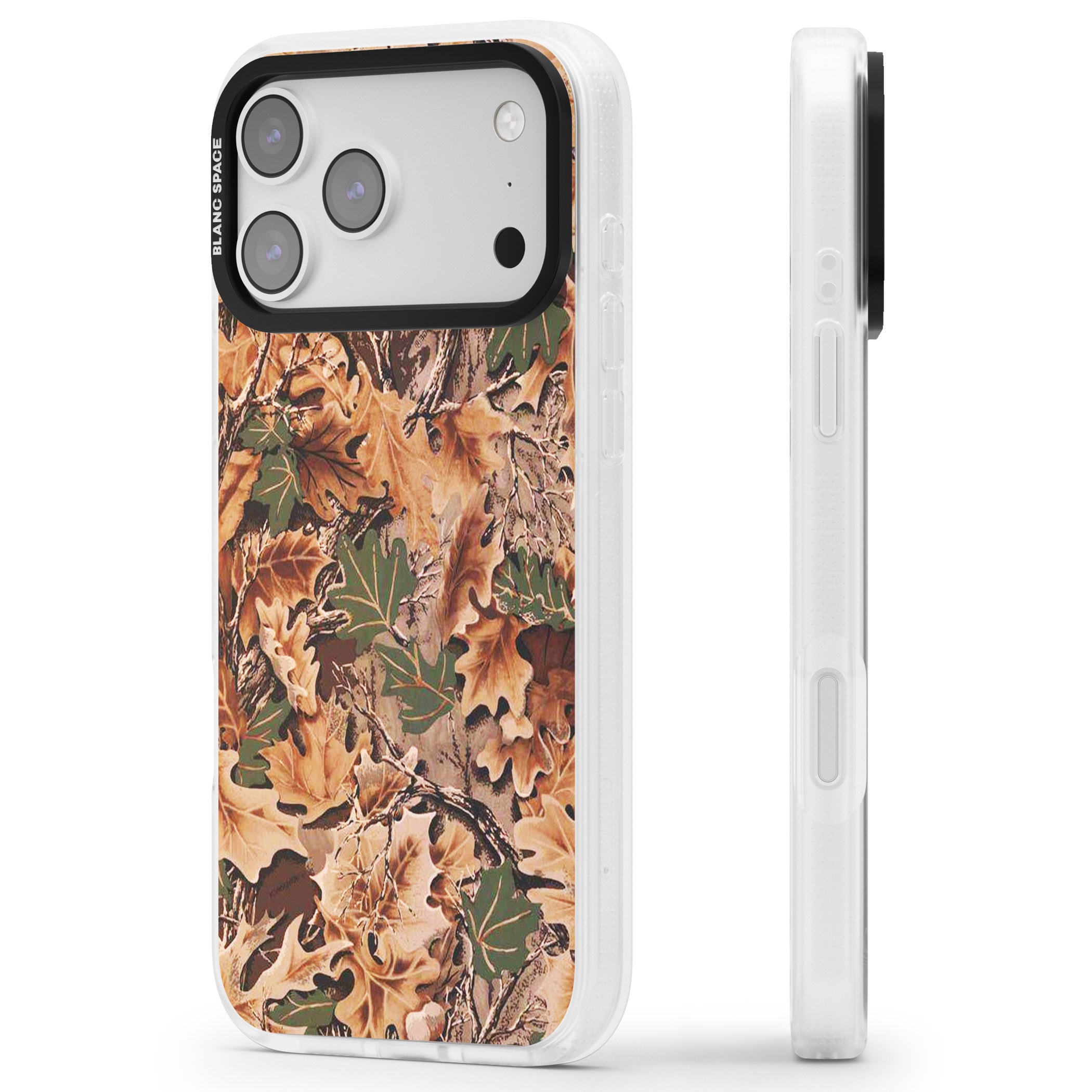 Leaves Camo iPhone 17 Pro Max Impact Air Clear Phone Case Side Profile