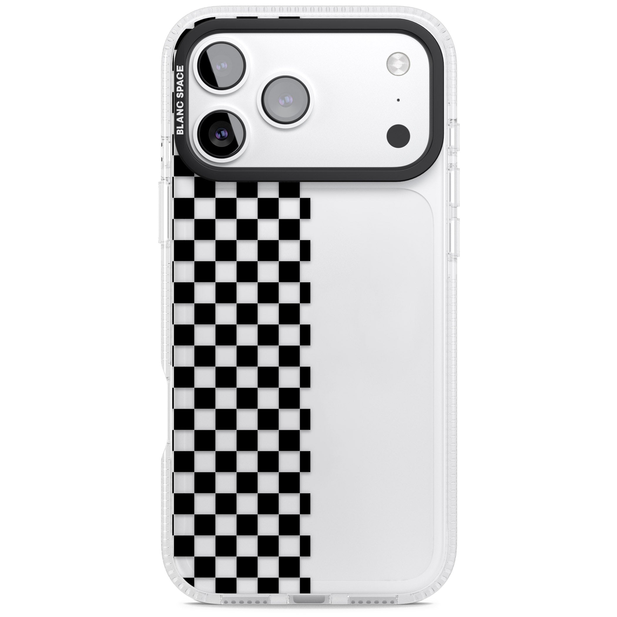Checker: Half Black Check On Clear iPhone 17 Pro Impact Air Clear Phone Case