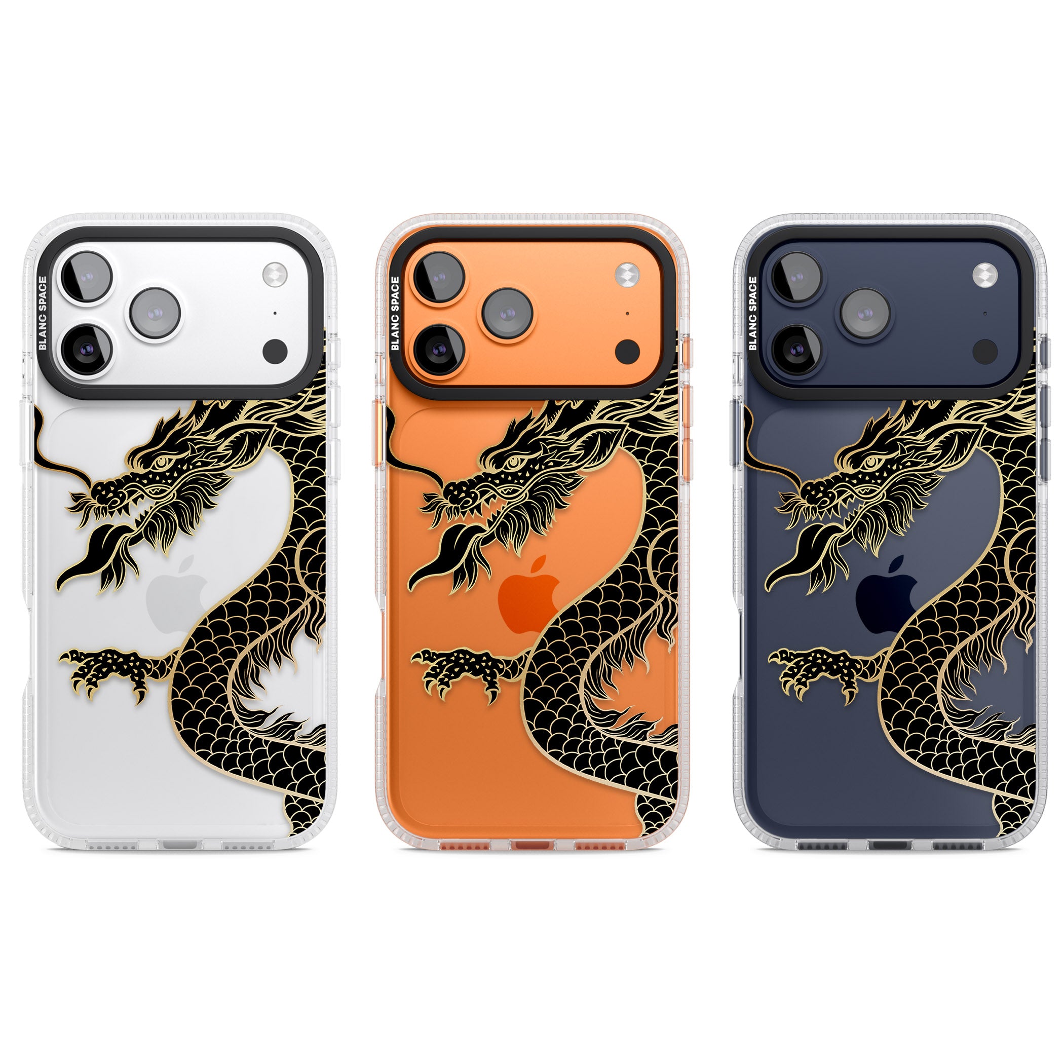Large Black Dragon iPhone 17 Pro Impact Air Clear Phone Case APT Impact Protection