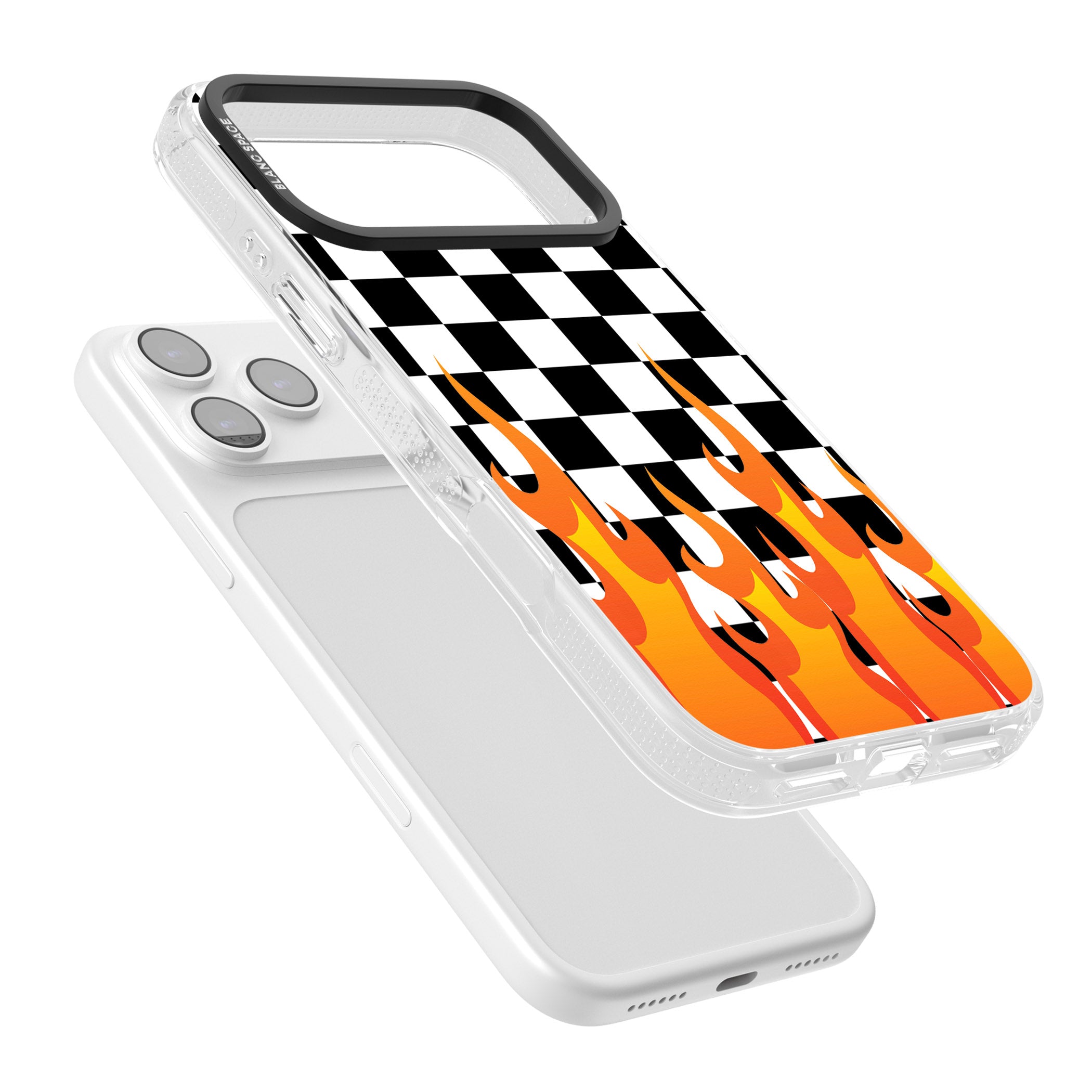Checkered Fire iPhone 17 Pro Impact Air Clear Phone Case Colours