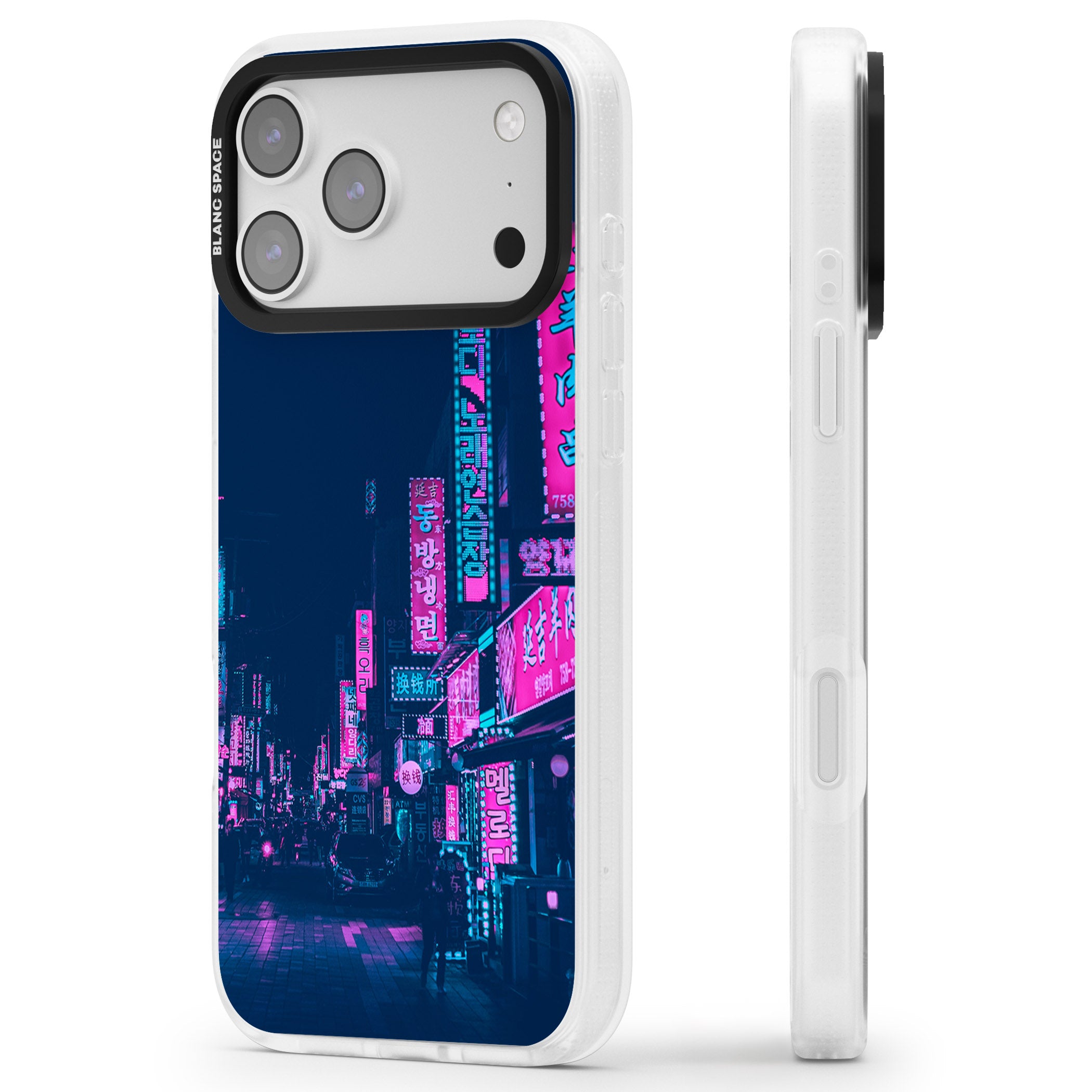Neon Nights iPhone 17 Pro Impact Air Clear Phone Case Side Profile
