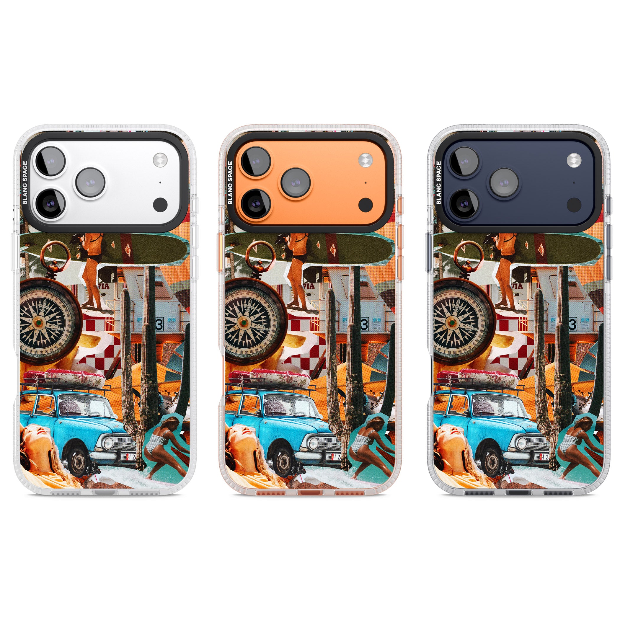 Vintage Collage: Road Trip iPhone 17 Pro Impact Air Clear Phone Case APT Impact Protection