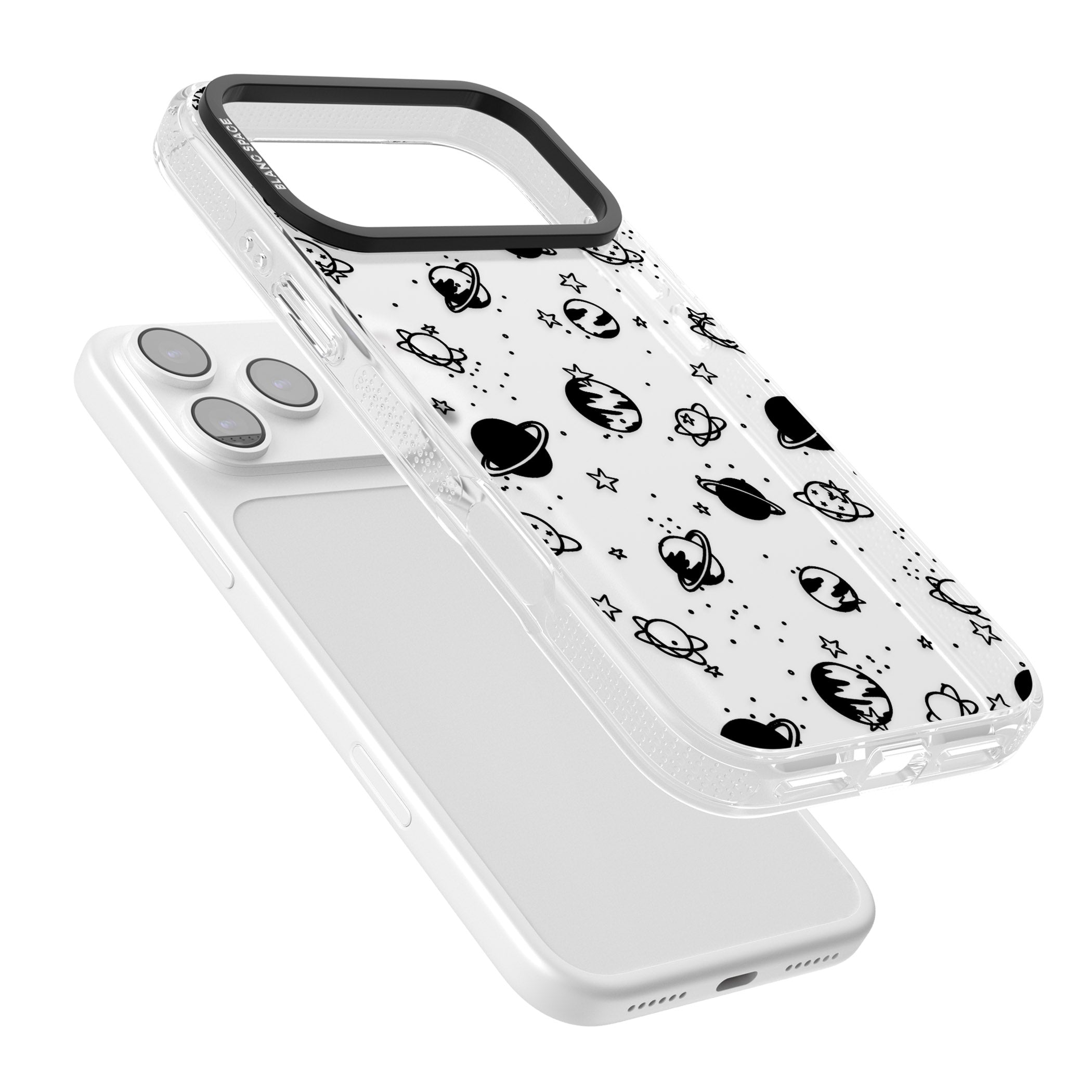 Black Planets iPhone 17 Pro Impact Air Clear Phone Case Colours