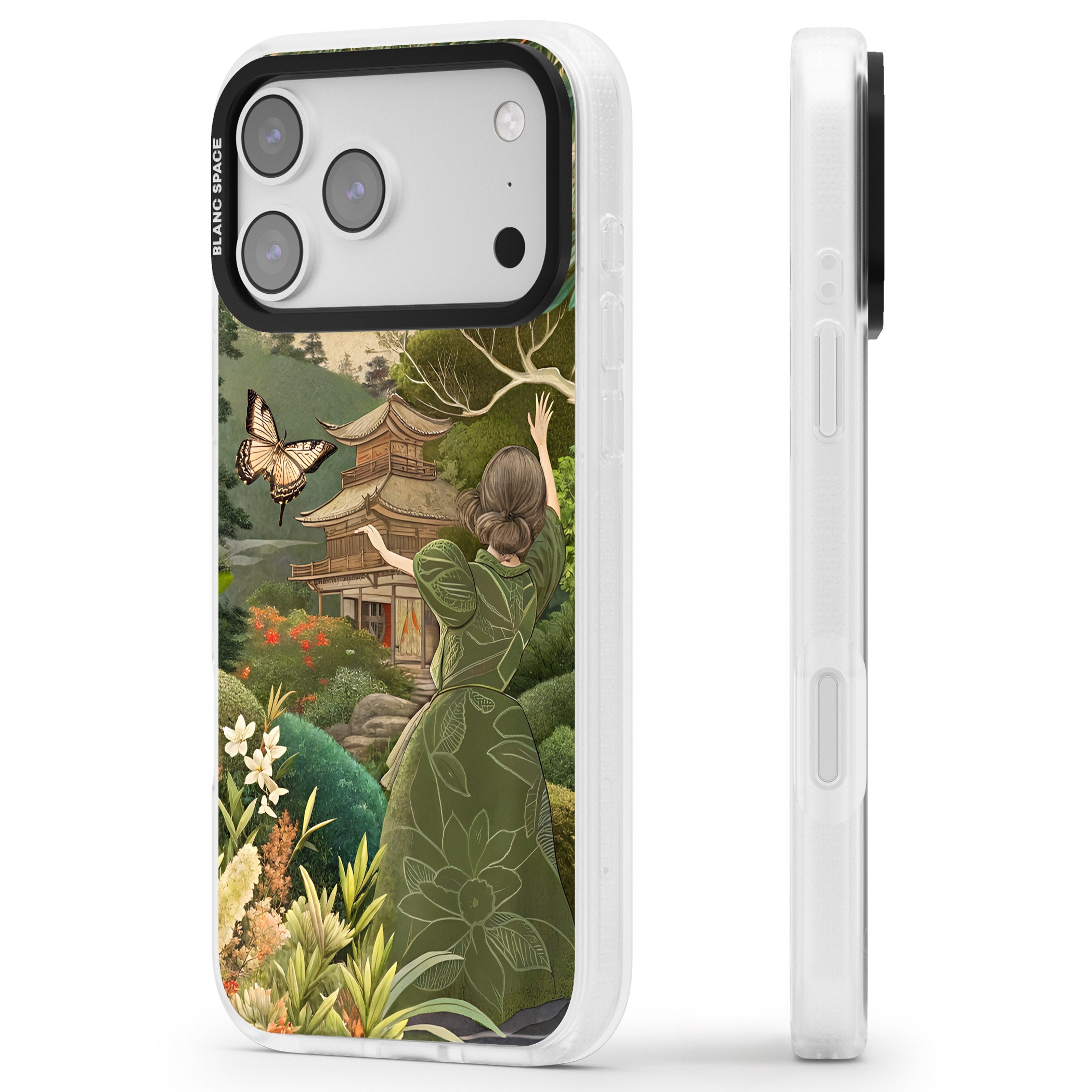 Japanese Nature iPhone 17 Pro Max Impact Air Clear Phone Case Side Profile