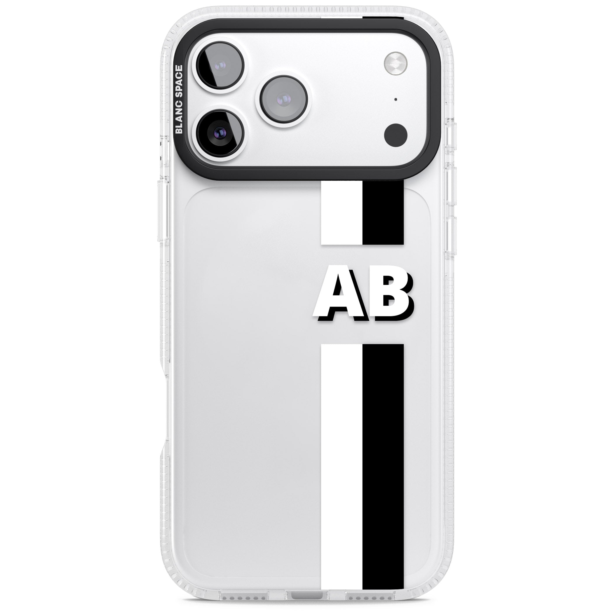 Personalised Bold Two Stripe Name iPhone 17 Pro Max Impact Air Clear Phone Case