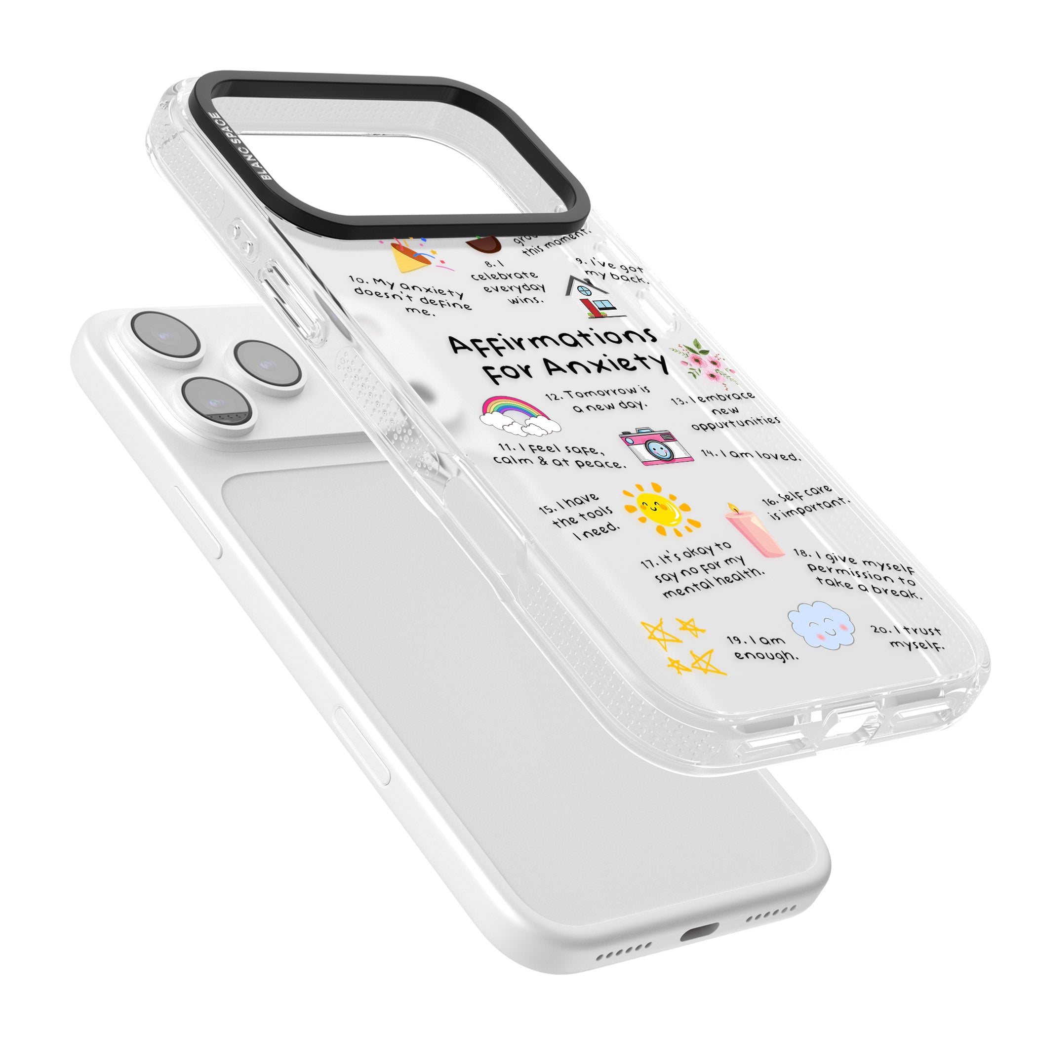 Anxiety Black Text iPhone 17 Pro Impact Air Clear Phone Case Colours