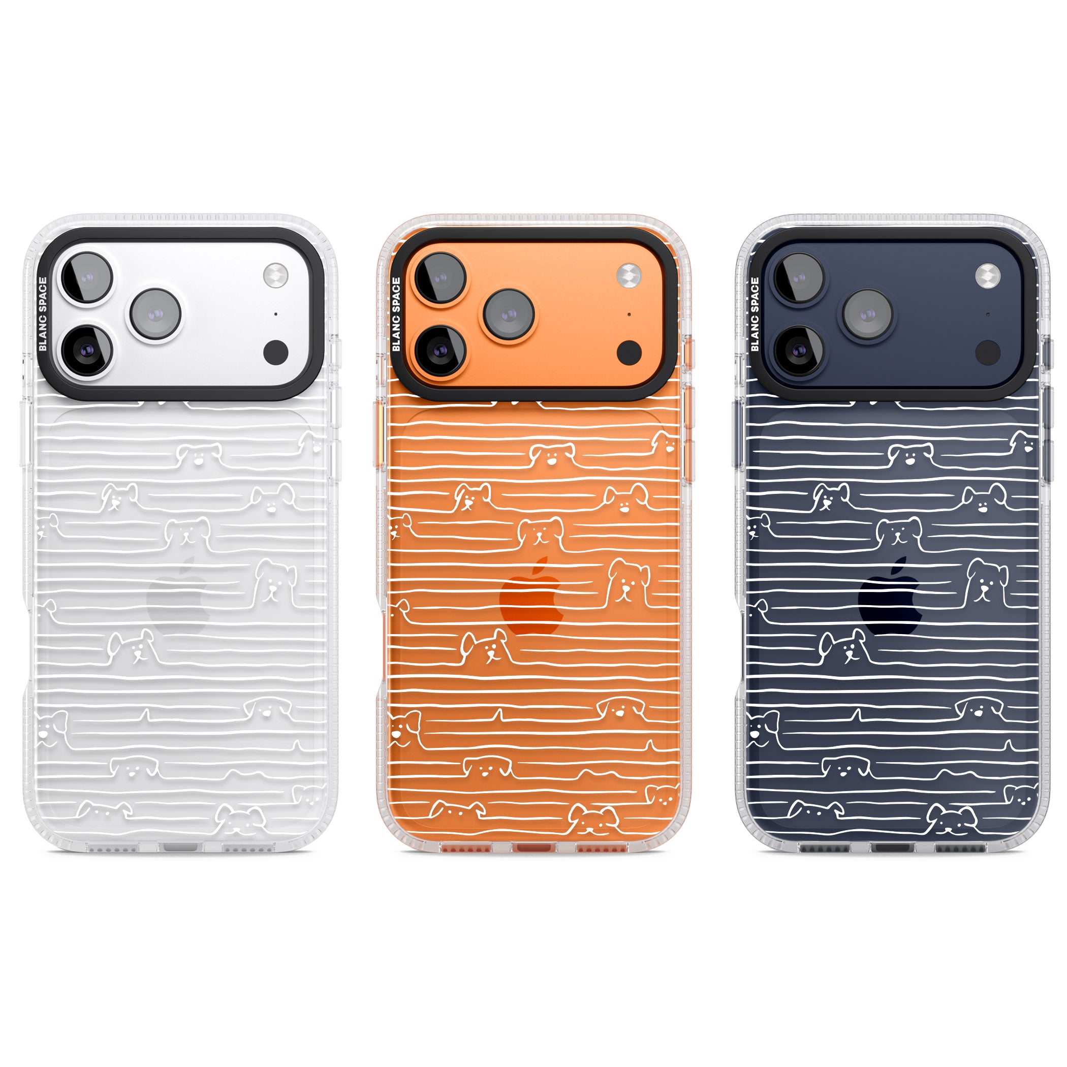 Dog Line Art White iPhone 17 Pro Impact Air Clear Phone Case APT Impact Protection