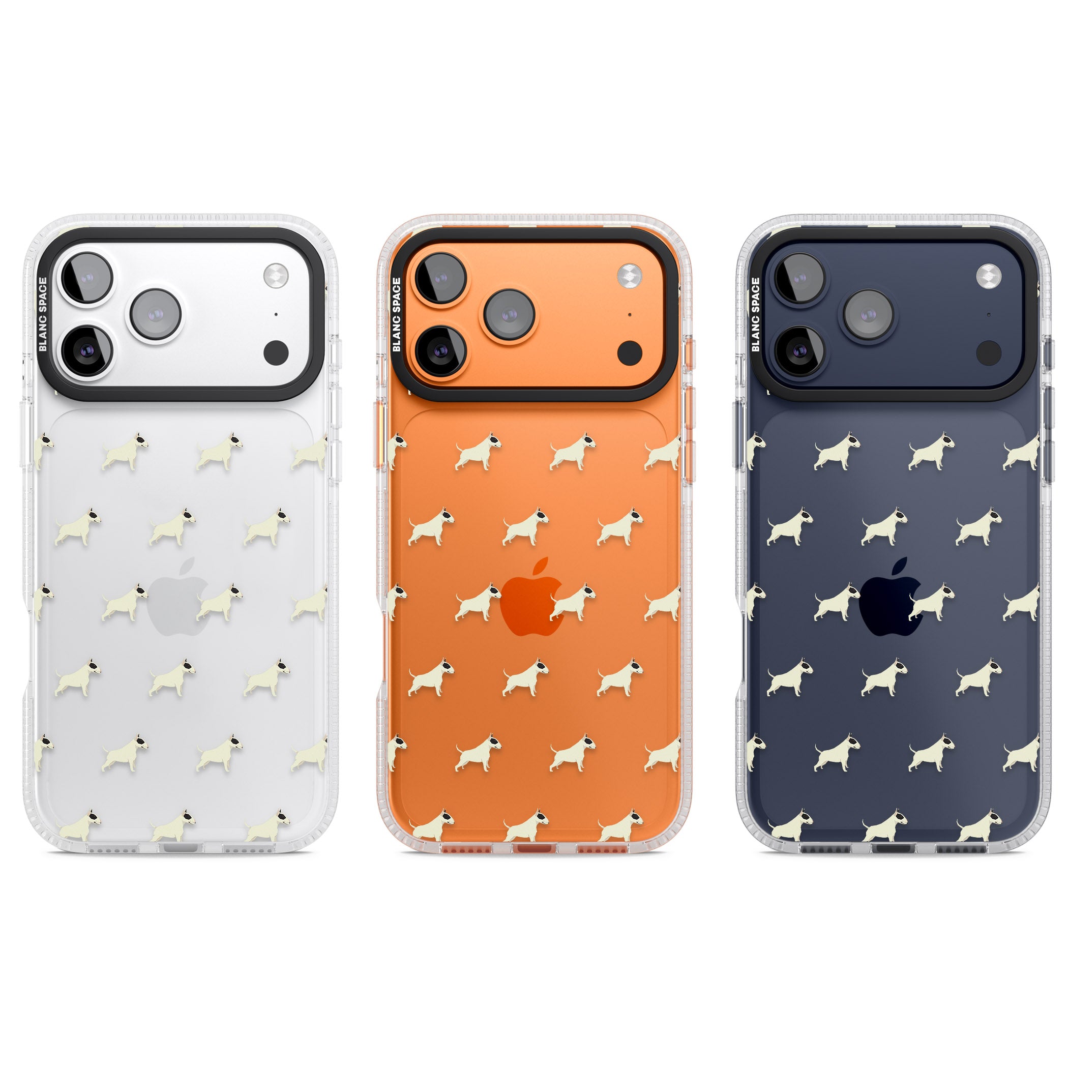 Bull Terrier Pattern iPhone 17 Pro Impact Air Clear Phone Case APT Impact Protection