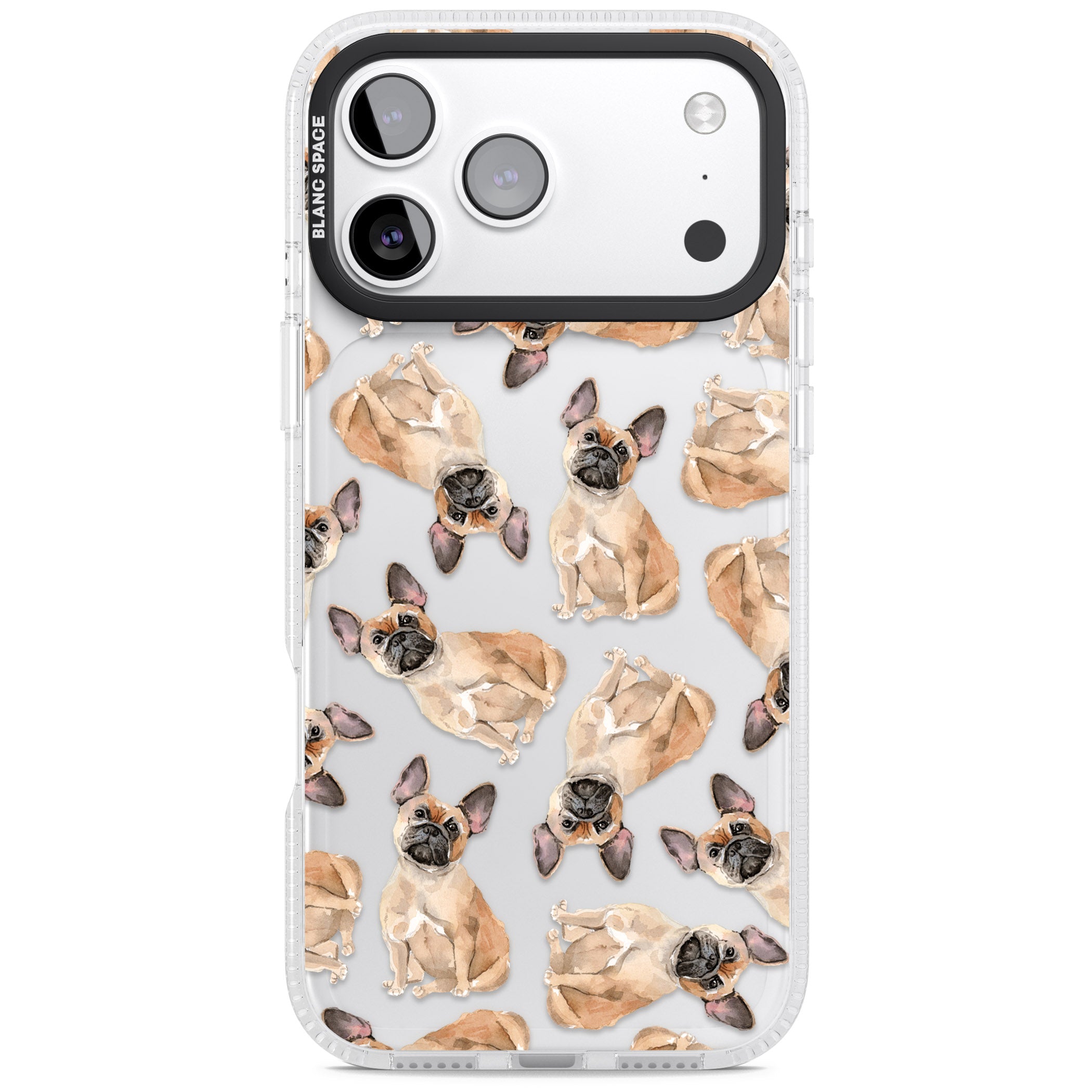 French Bulldog Watercolour Pattern iPhone 17 Pro Impact Air Clear Phone Case
