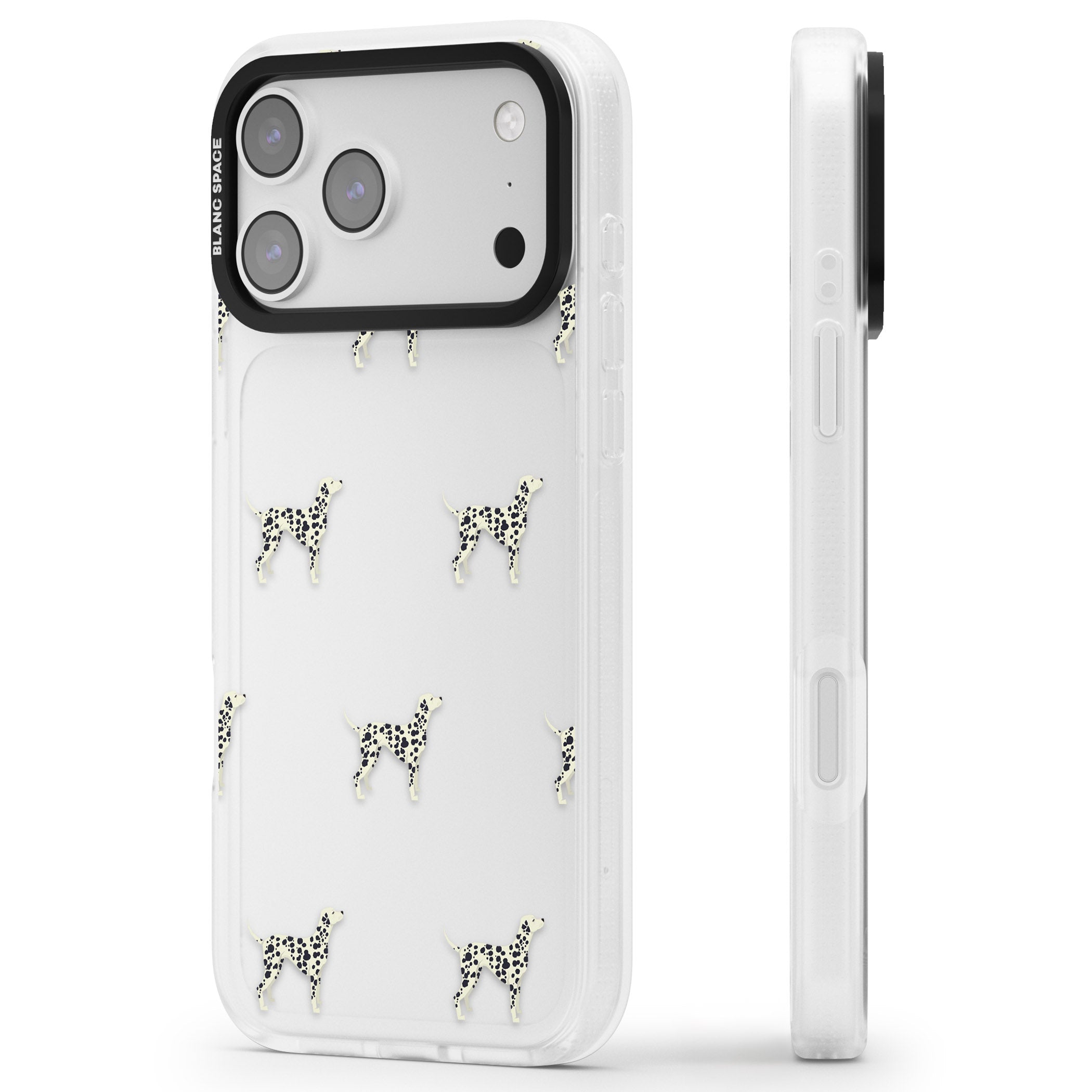 Dalmatian Dog Pattern iPhone 17 Pro Max Impact Air Clear Phone Case Side Profile