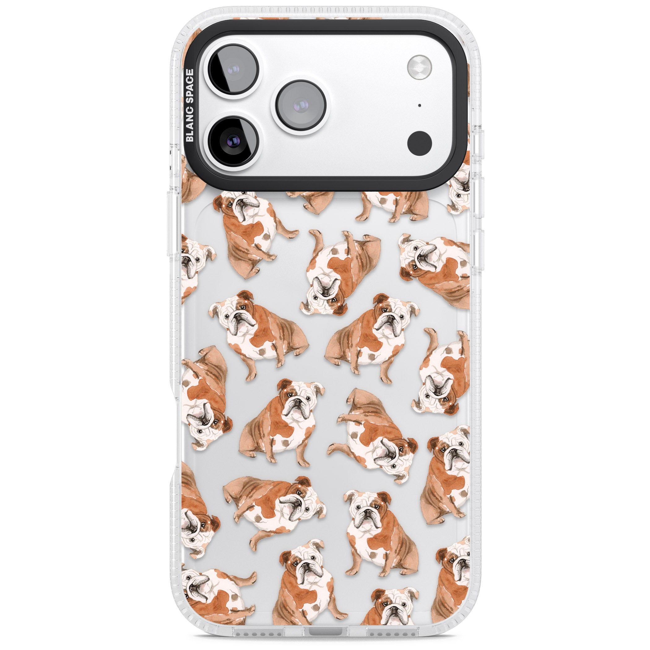 English Bulldog Watercolour Dog Pattern iPhone 17 Pro Impact Air Clear Phone Case