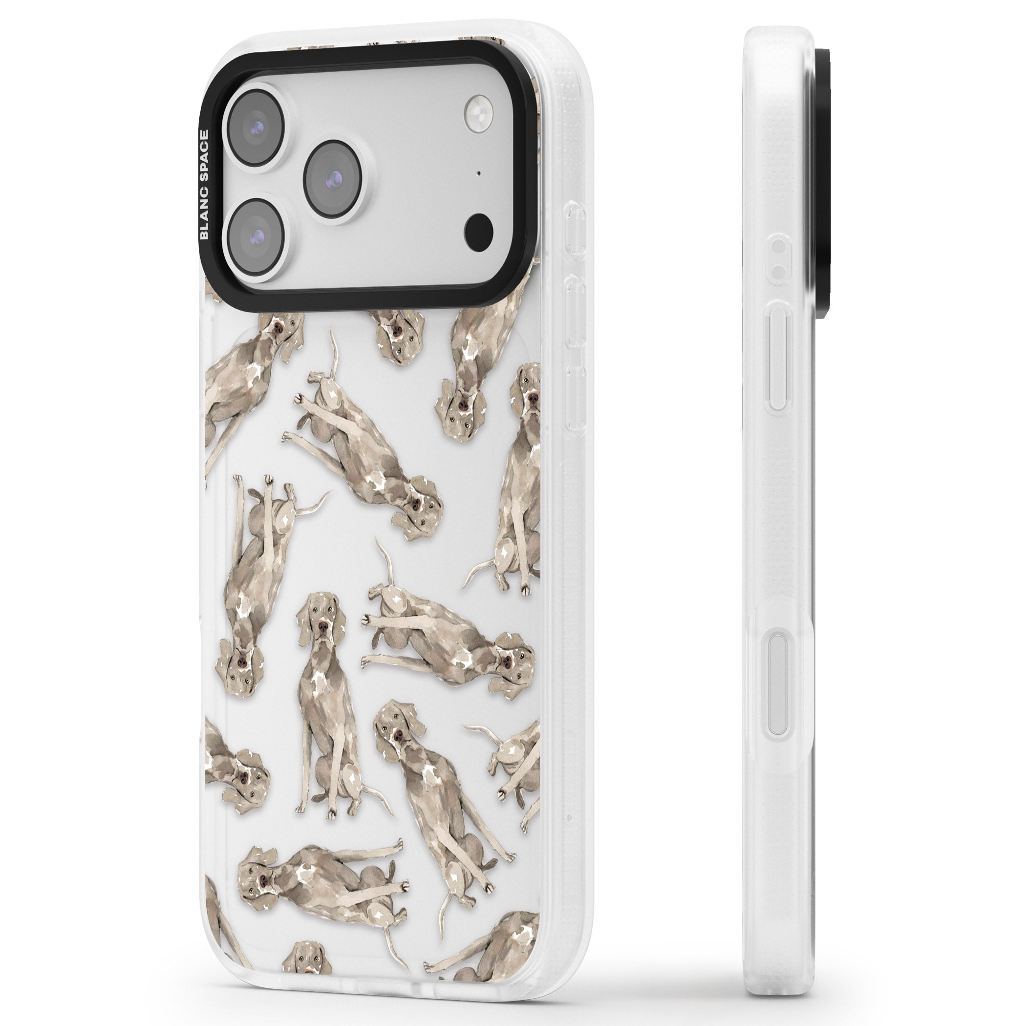 Weimaraner Watercolor Dog iPhone 17 Pro Impact Air Clear Phone Case Side Profile