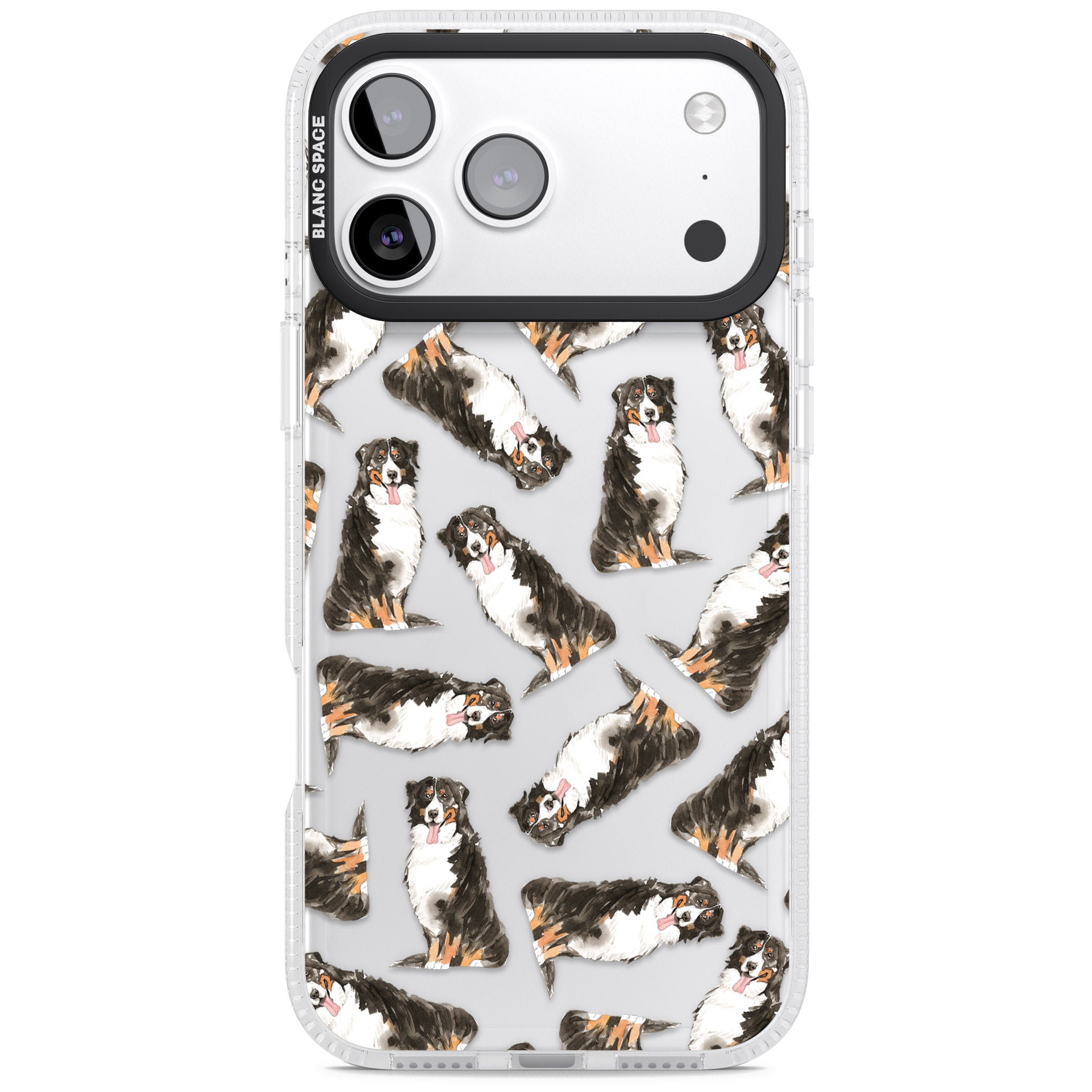 Bernese Mountain Dog Pattern iPhone 17 Pro Impact Air Clear Phone Case