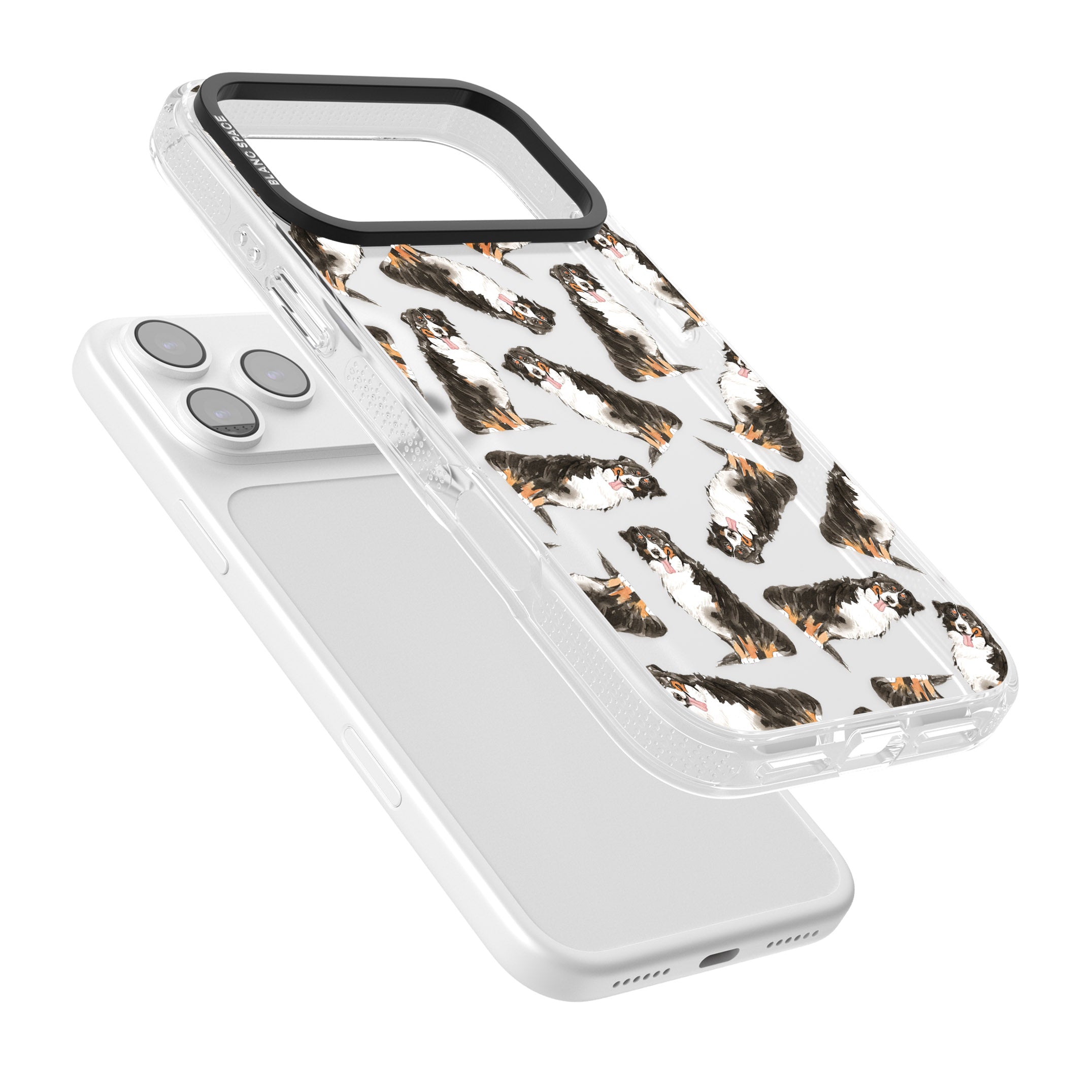 Bernese Mountain Dog Pattern iPhone 17 Pro Impact Air Clear Phone Case Colours
