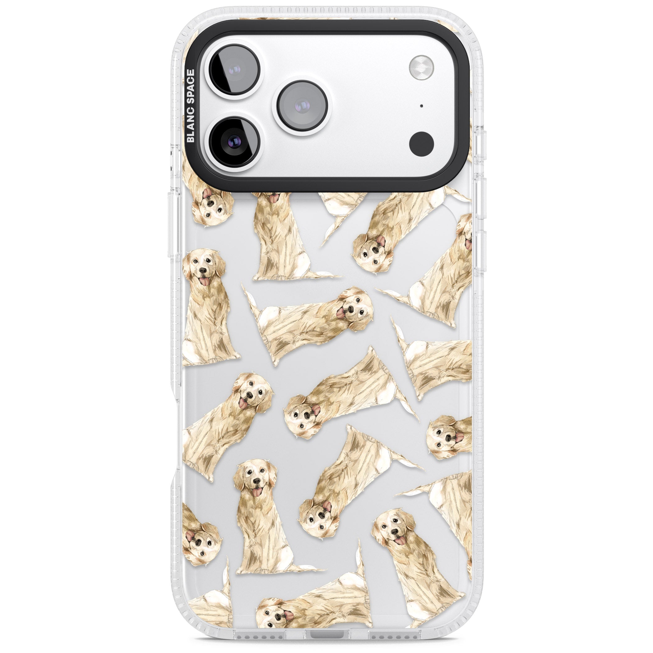 Golden Retriever Watercolor Pattern iPhone 17 Pro Impact Air Clear Phone Case