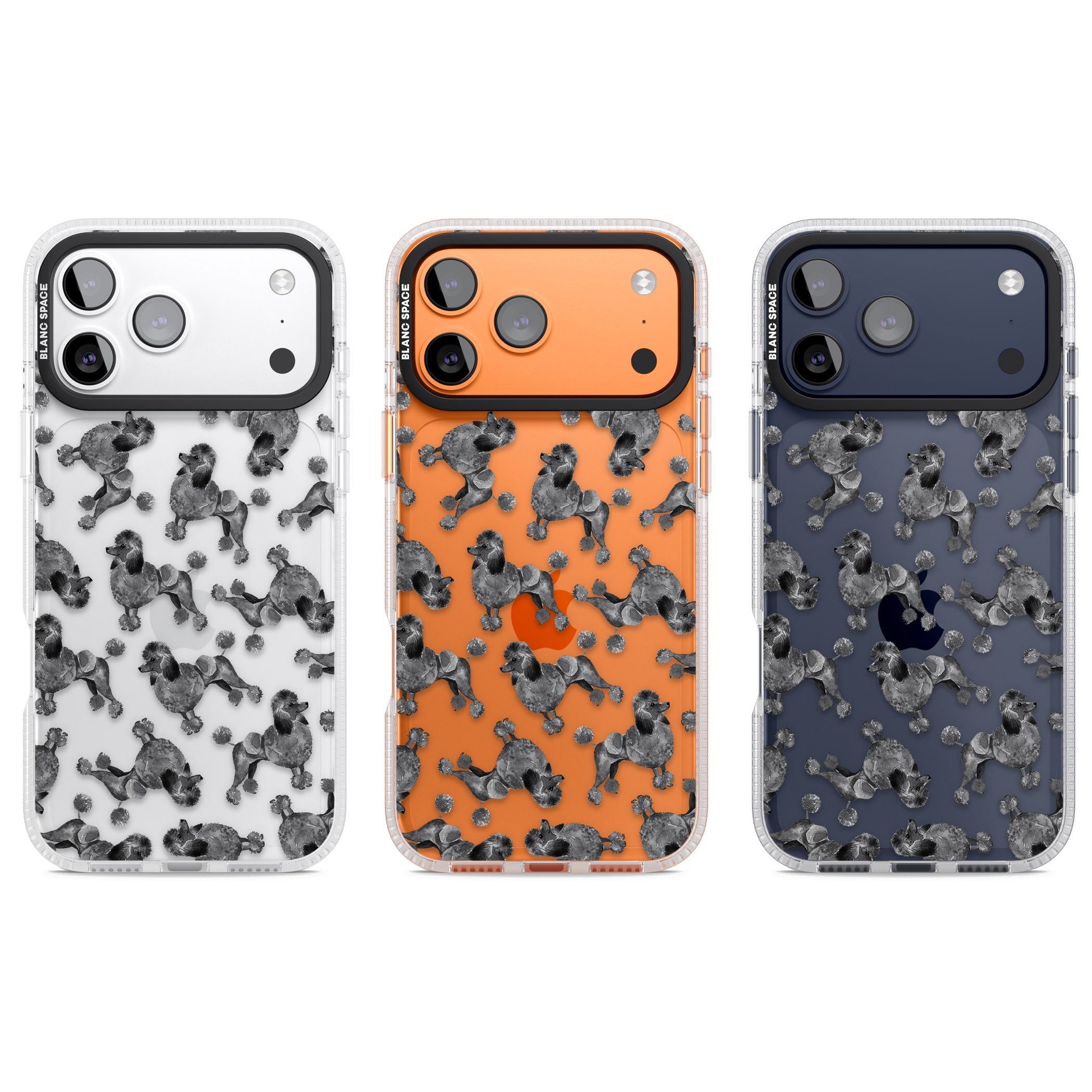 Poodle Pattern iPhone 17 Pro Impact Air Clear Phone Case APT Impact Protection